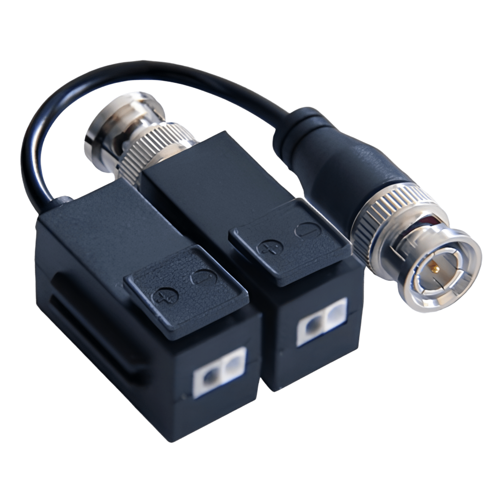 Kit de Transceptor (Balluns) TURBOHD con Boton Push / Hasta 8 MP (4K) / 100% Cobre / Soporta HD-TVI / AHD / CVI / CVBS / Audio por Coaxitron / Datos para Menu de Configurar de Cámaras 