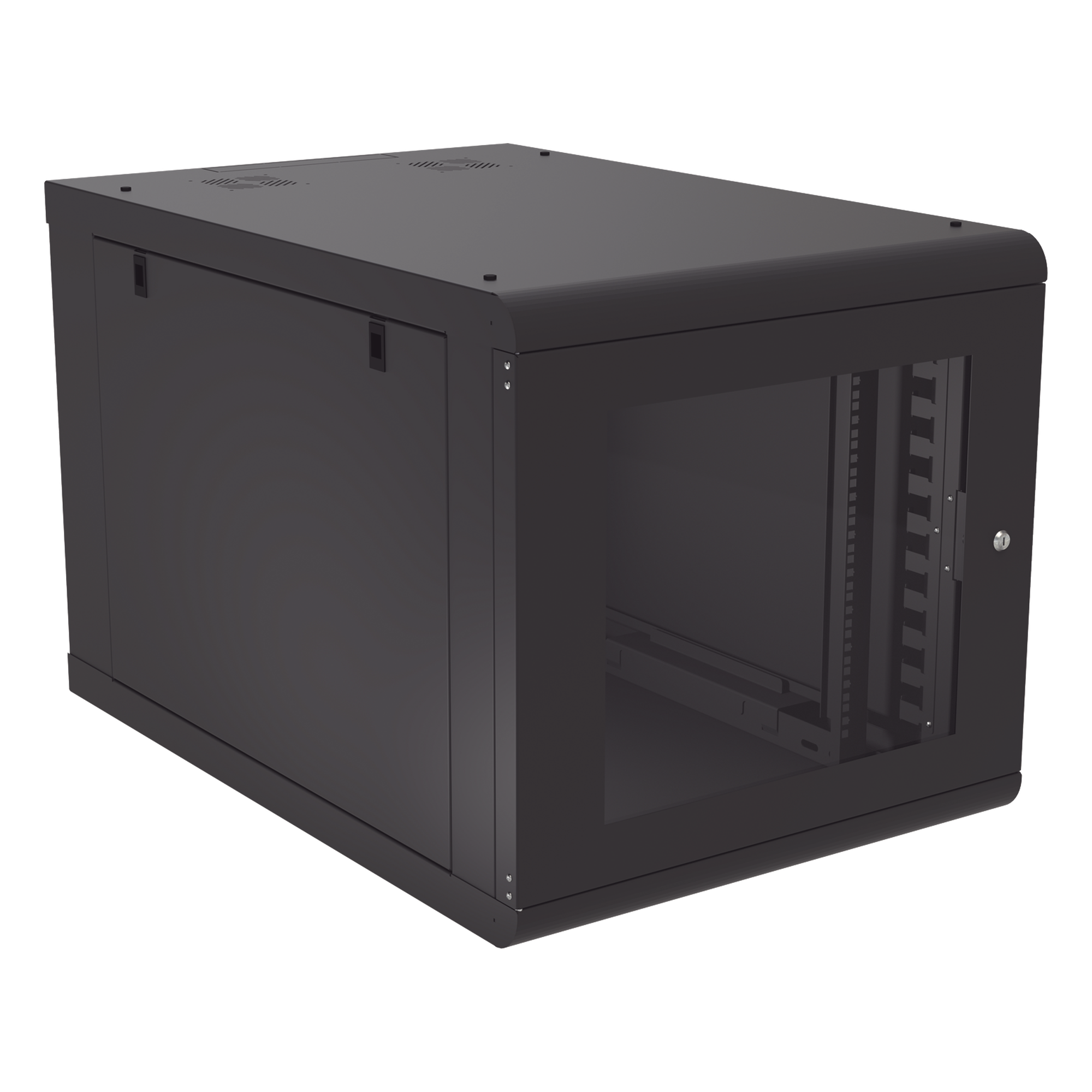 Gabinete de Pared 12U / Profundidad Ajustable 930 mm / Acero Reforzado ANSI/TIA / Carga 100 kg / Cristal Templado / 4 Postes Ajustables — LINKEDPRO · SKU SR-1912-GN2DG