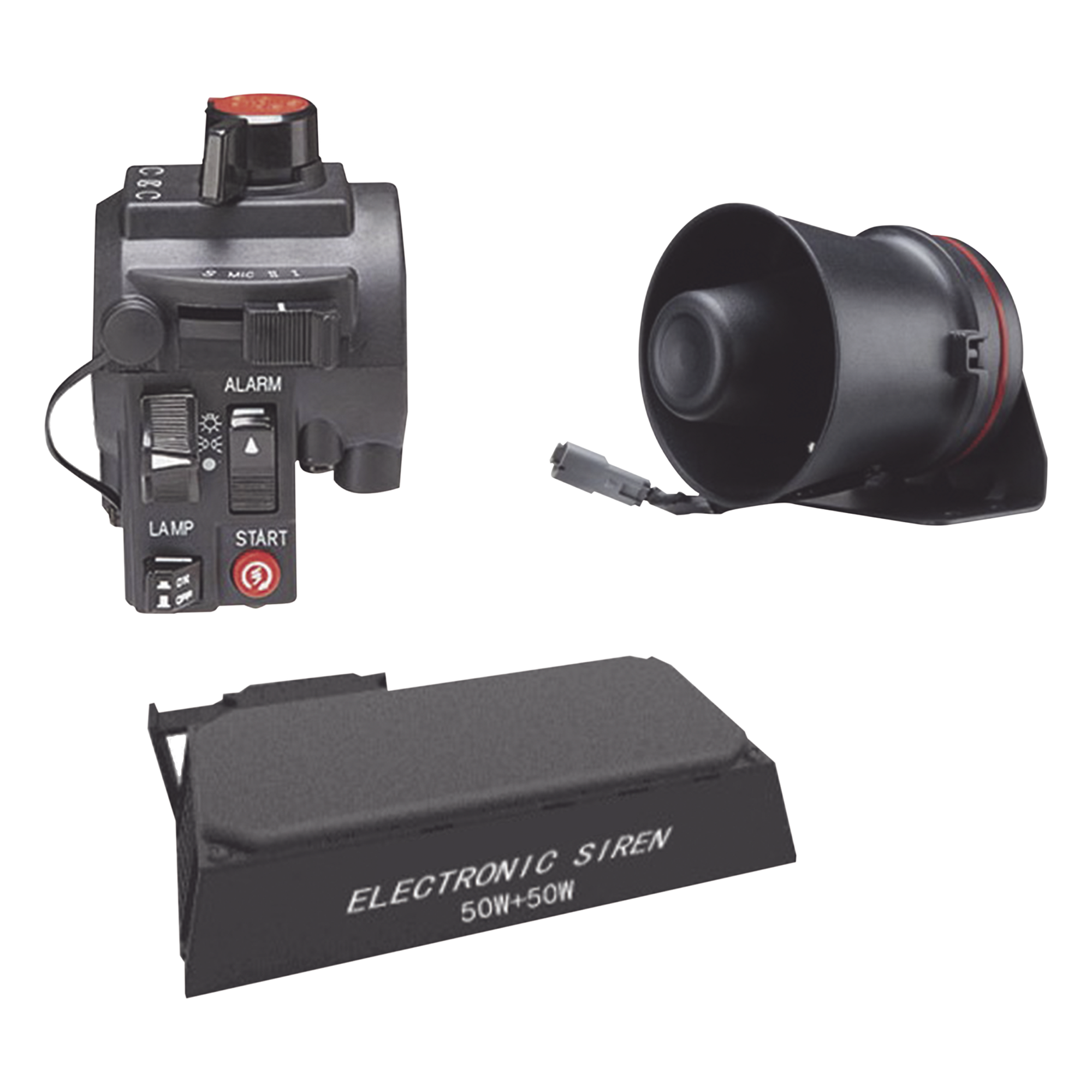 Kit de Señalización para Motocicleta / Sirena y Bocina 100W / Controlador Ergonómico / 4 Tonos / Manubrio 7/8" (22.22 mm) — EPCOM INDUSTRIAL SIGNALING · SKU KITMOTOEPCOM2