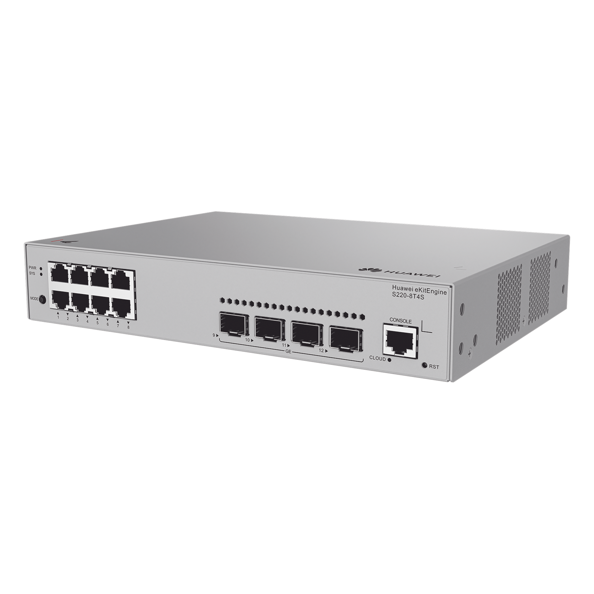Switch Capa 2 Administrable / 8 Puertos Gigabit / 4 Puertos SFP / 24 Gbit/s / Gestión en Nube Gratuita — HUAWEI · SKU S220-8T4S
