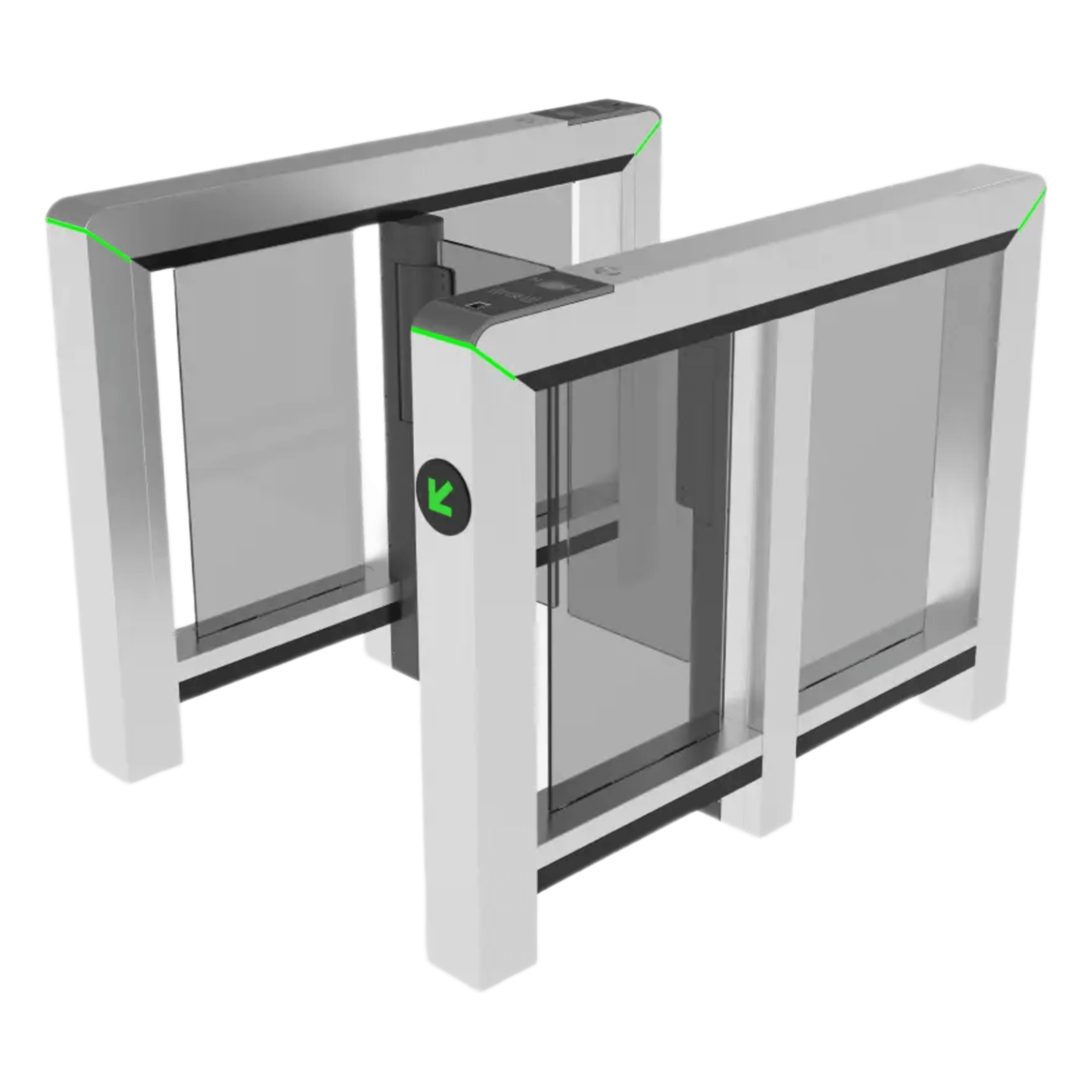Puerta de Velocidad / Un Solo Carril / Sensores Infrarrojos 8 a 12 Pares / Acero Inoxidable SUS304 / Panel de Lectura Multitecnología / Motor Sin Escobillas / Controlador PGIC Integrado — ZKTECO · SKU MARSS1000