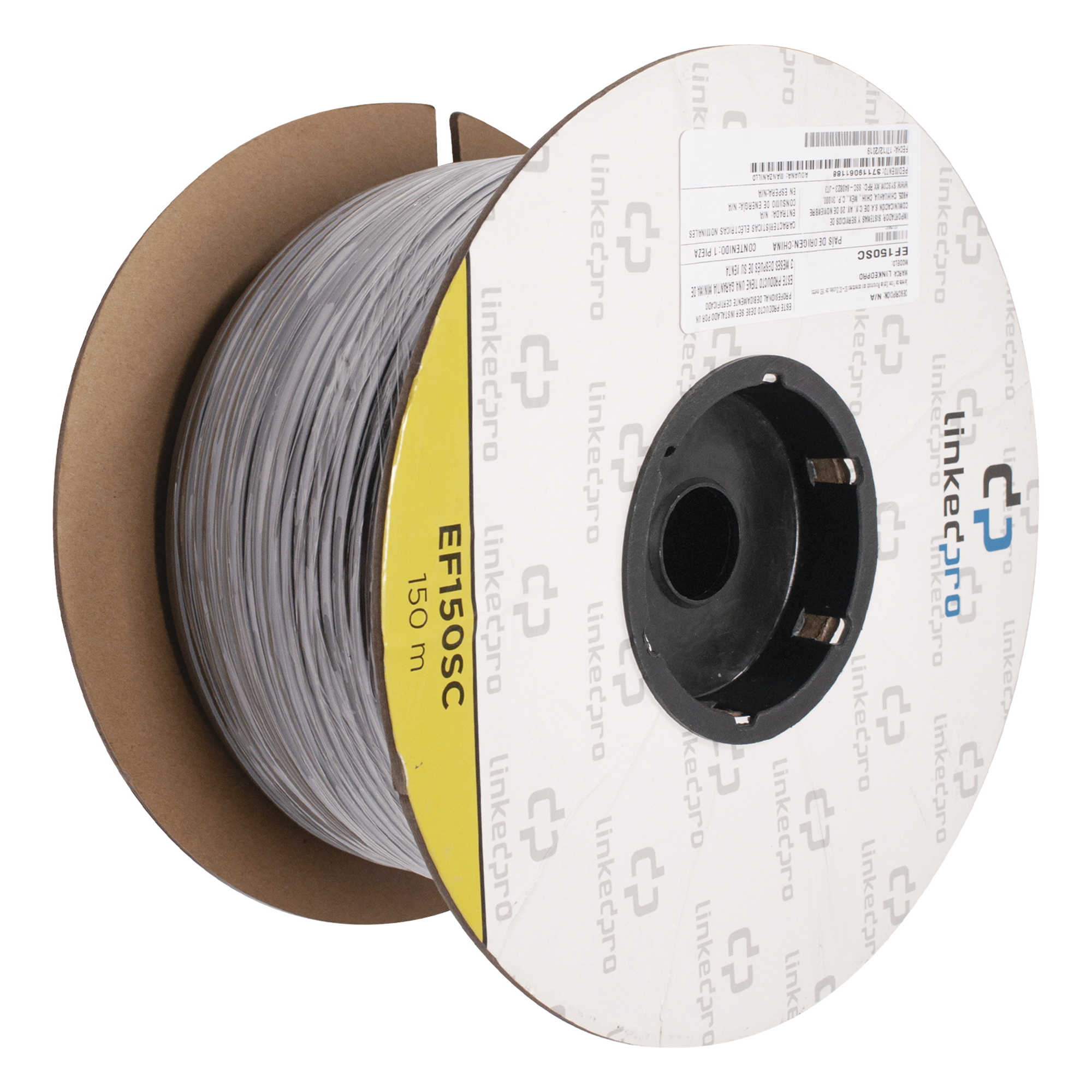 Carrete de Fibra Óptica Monomodo / Conectores SC-SC Duplex / Refuerzo Kevlar / 150 m (492.13 pies) / Instalación Subterránea por Tubería — LINKEDPRO BY EPCOM · SKU EF-150-SC