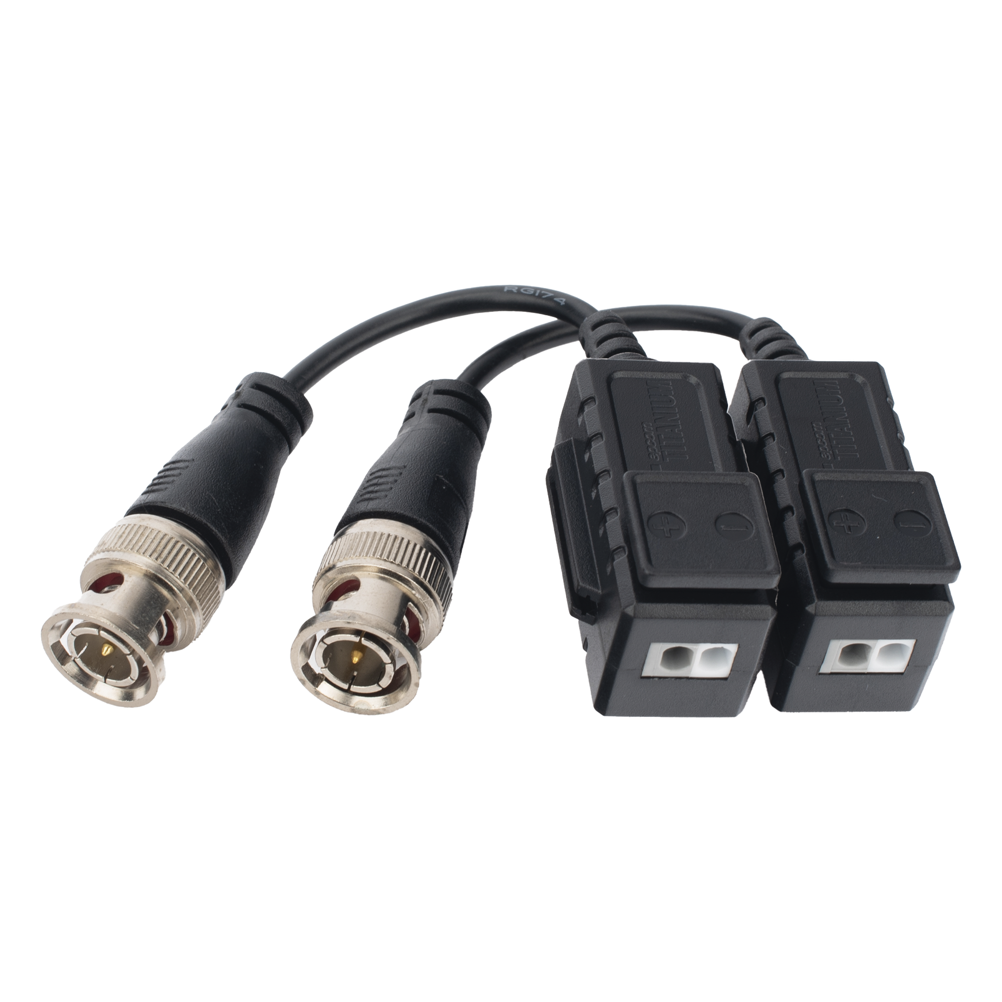 Kit de Transceptores Pasivos (Baluns) / Transmisión 4K / Distancia 250 m (820.2 ft) / Protección TVS / Inmunidad 60 dB / Conectores Cobre / HD-TVI CVI AHD CVBS — EPCOM TITANIUM · SKU TT-101-F-TURBO