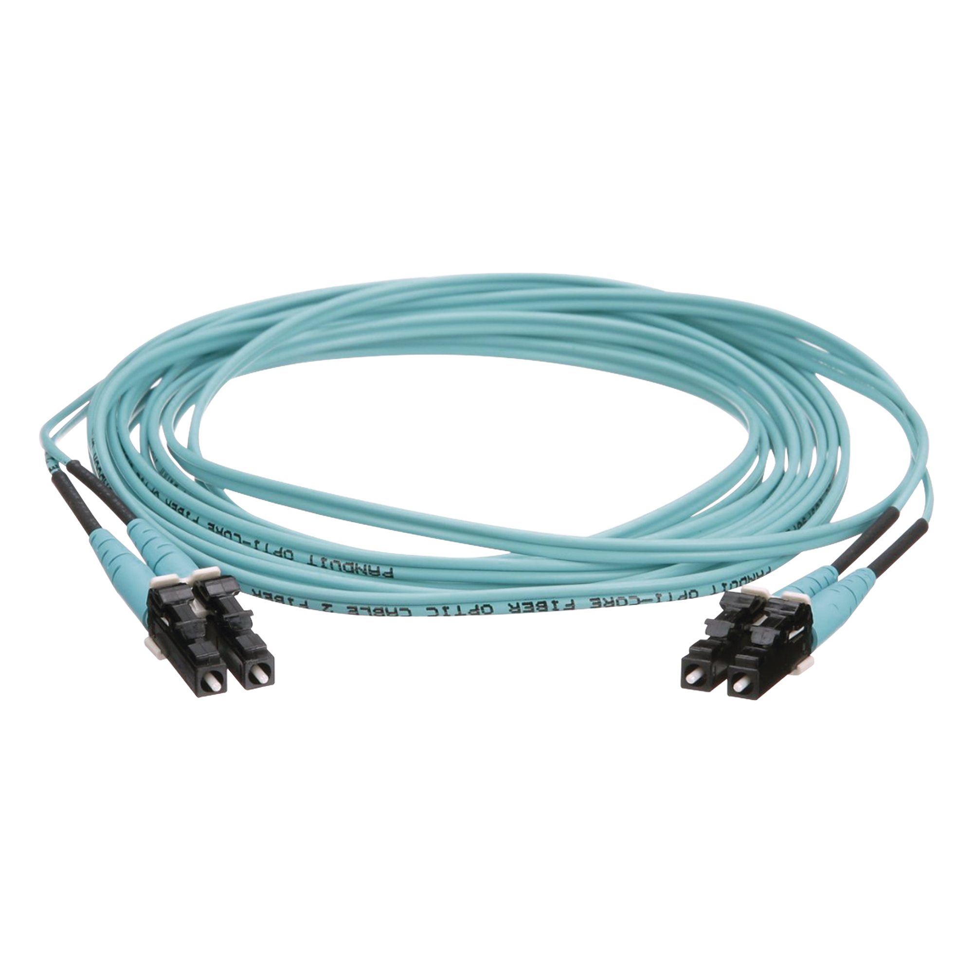 Jumper de Fibra Óptica / Multimodo OM4 50/125 / LC-LC Duplex / OFNR Riser / Aqua / 15 m (49.21 ft) — PANDUIT · SKU FZ2ERLNLNSNM015