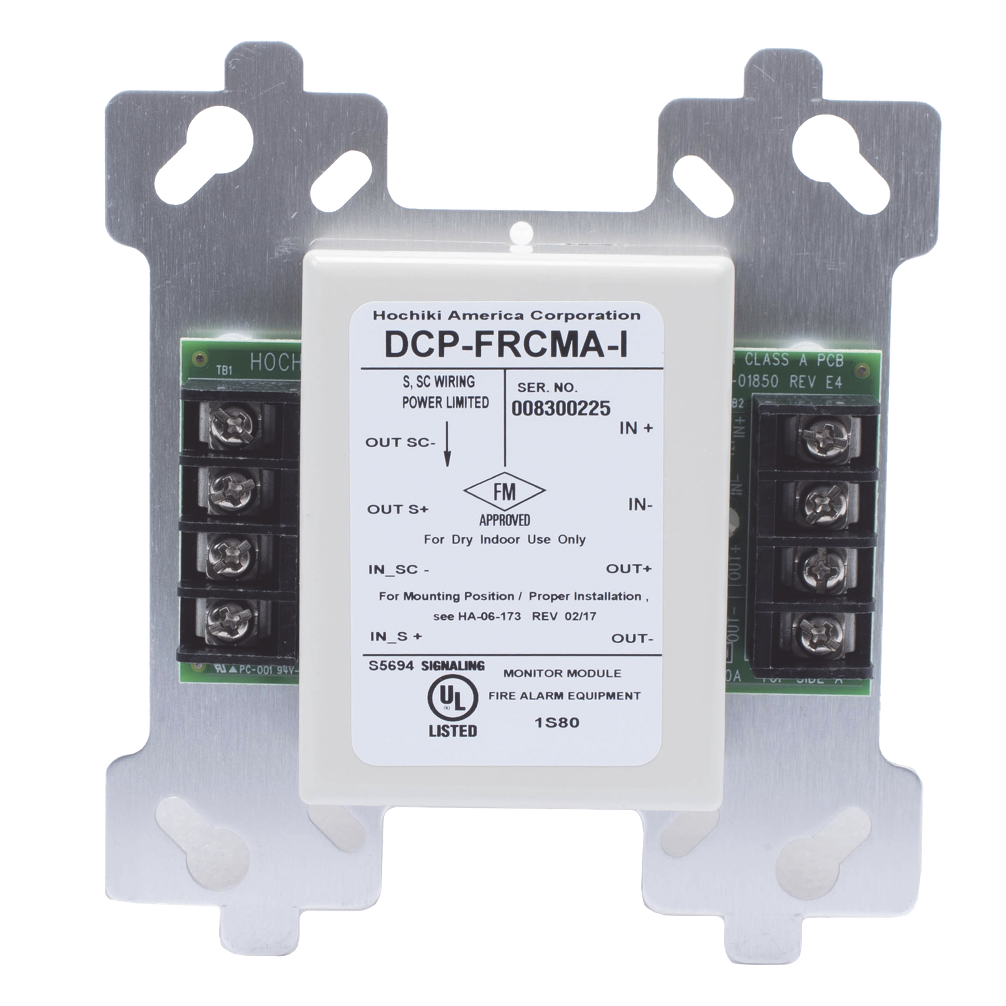 Módulo de Contacto de Respuesta Rápida / Aislador de Cortocircuito Integrado / 1 Entrada / Lazo SLC Clase A y B / Cable 14 AWG / Protocolo DCP — HOCHIKI · SKU FRCMA-I