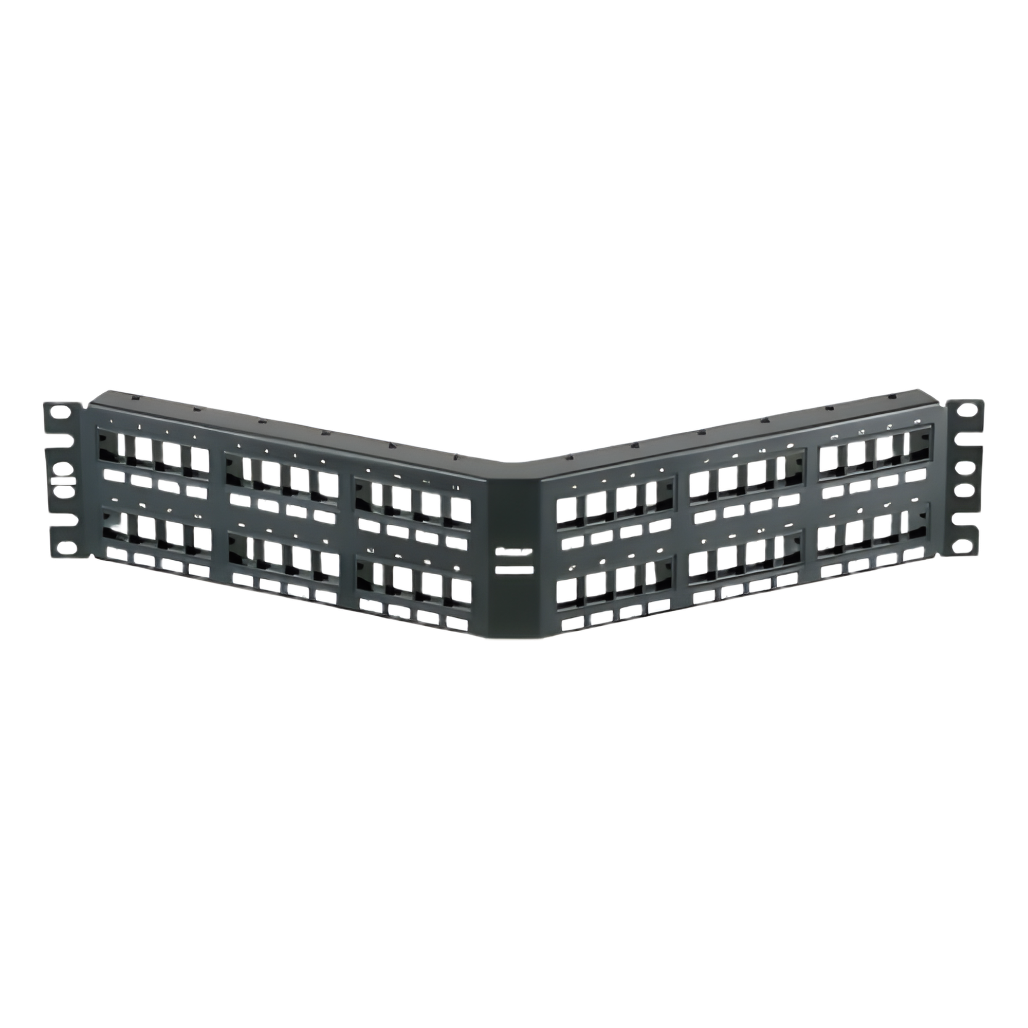 Panel de Parcheo Modular Keystone / 48 Puertos / Angulado / 2UR / Acero Inoxidable / 19.00' (482.6 mm) Ancho — PANDUIT · SKU NKPPA48FMY