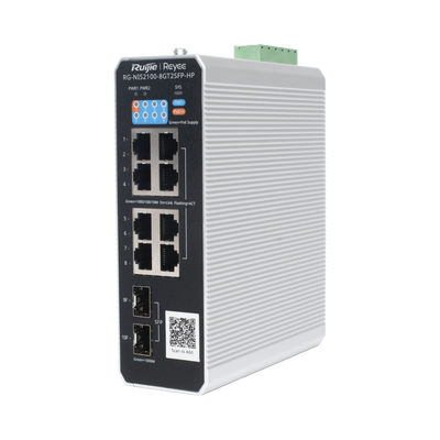 Switch Industrial PoE+ hasta 300 watts , Ideal para temperaturas Extremas y protección contra descargas, 1 puerto PoE++ 60W y 7 puertos PoE+ 30W, 2 SFP Uplink