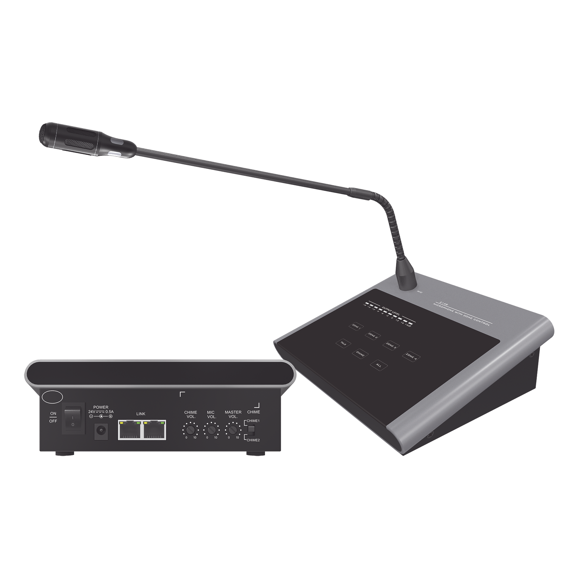 Micrófono Remoto de Voceo / 4 Zonas / Pantalla Táctil / Medidor 10 Segmentos / Conexión RJ45 CAT5 — EPCOM PROAUDIO · SKU SF-214B