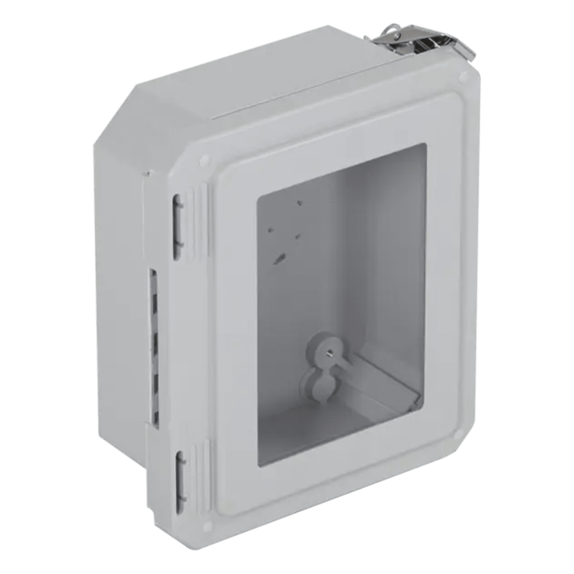 Caja de Fibra de Vidrio / 8.77" (22.27 cm) Alto x 6.77" (17.19 cm) Ancho x 4.06" (10.31 cm) Profundo / Ventanilla Transparente / Certificación UL/cUL / Uso Exterior — STI · SKU EF080604-W