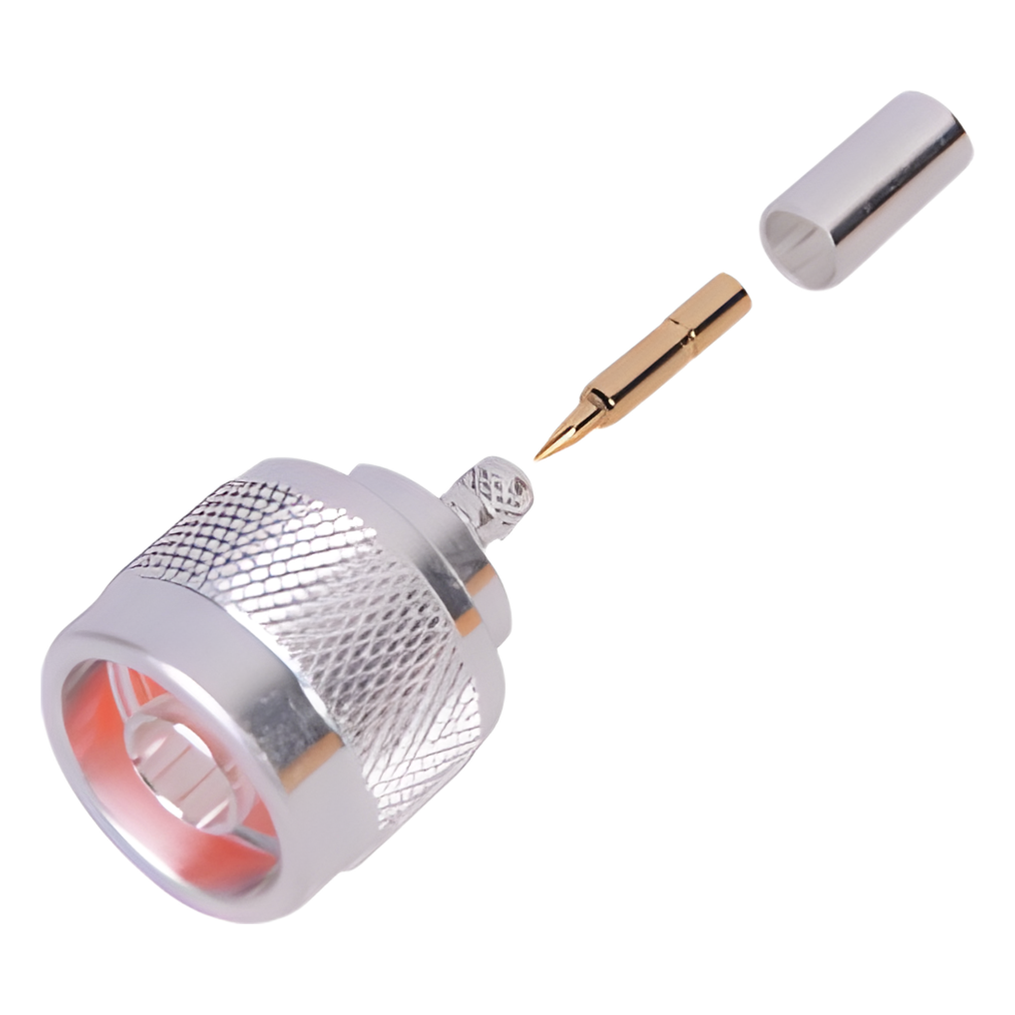 Conector RF N Macho / Anillo Plegable / 50 Ω / 0-11 GHz / Para Cable RG-58/U — RF INDUSTRIES,LTD · SKU RFN-1005-3C