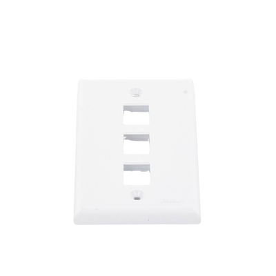 Placa de Pared Vertical, Salida Para 3 Puertos Keystone, Color Blanco