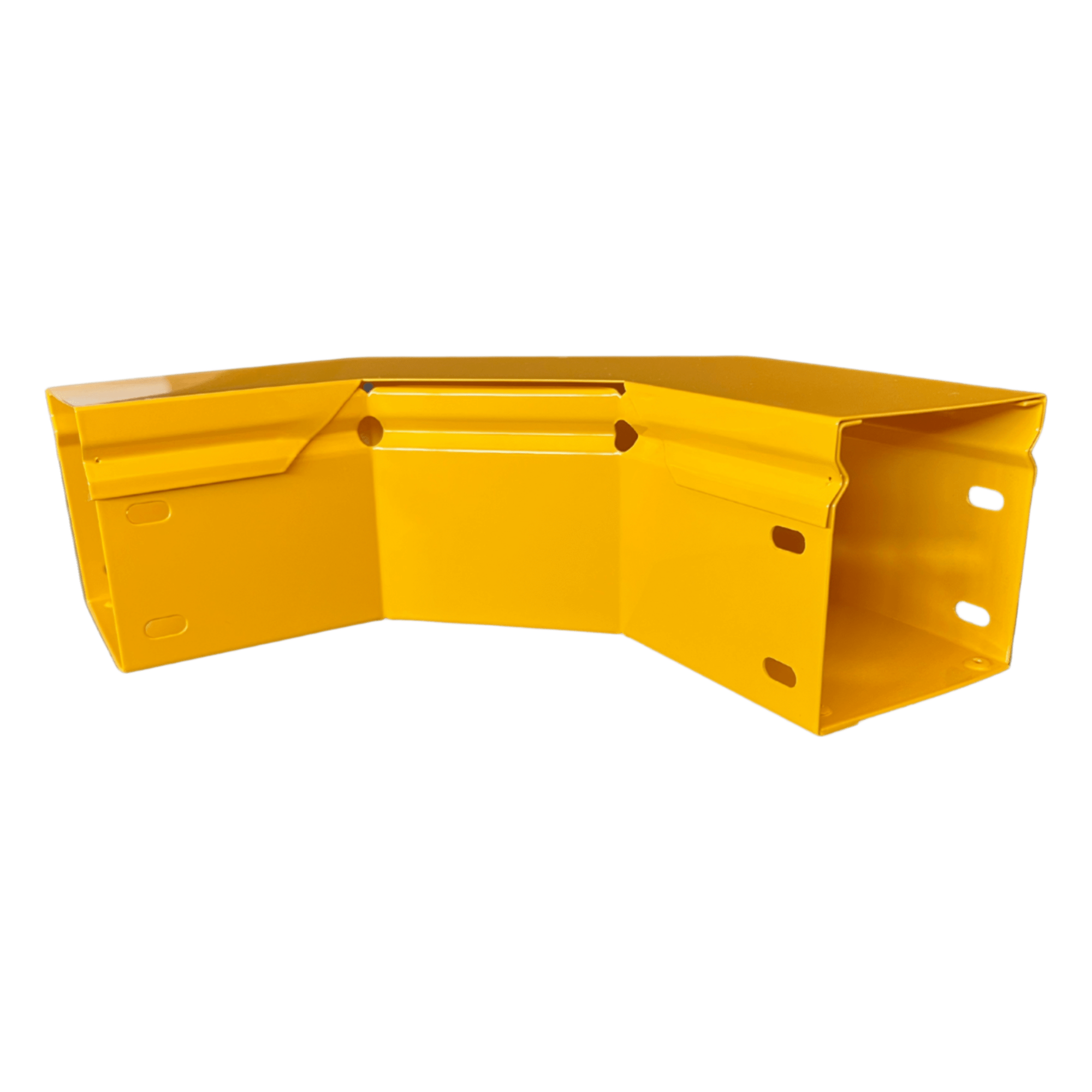 Curva Horizontal para Fibra Óptica / 90° / Aluminio 4" x 4" / Radio 8" / Epóxico Amarillo — CHAROFIL · SKU CHFBC904X4R8EPK