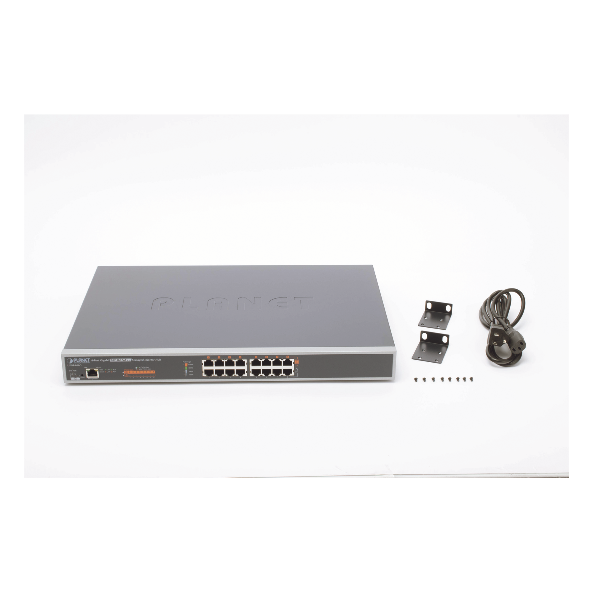 Inyector HUB Adminsitrable Ultra PoE 802.3af/at 8 Puertos Gigabit, Potencia 400W