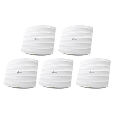Kit de 5 Access Points / Doble Banda AC / 1350 Mbps / MU-MIMO / PoE 802.3af y Pasivo / 100 Clientes / 4 Antenas Internas — TP-LINK · SKU EAP245-KIT-5