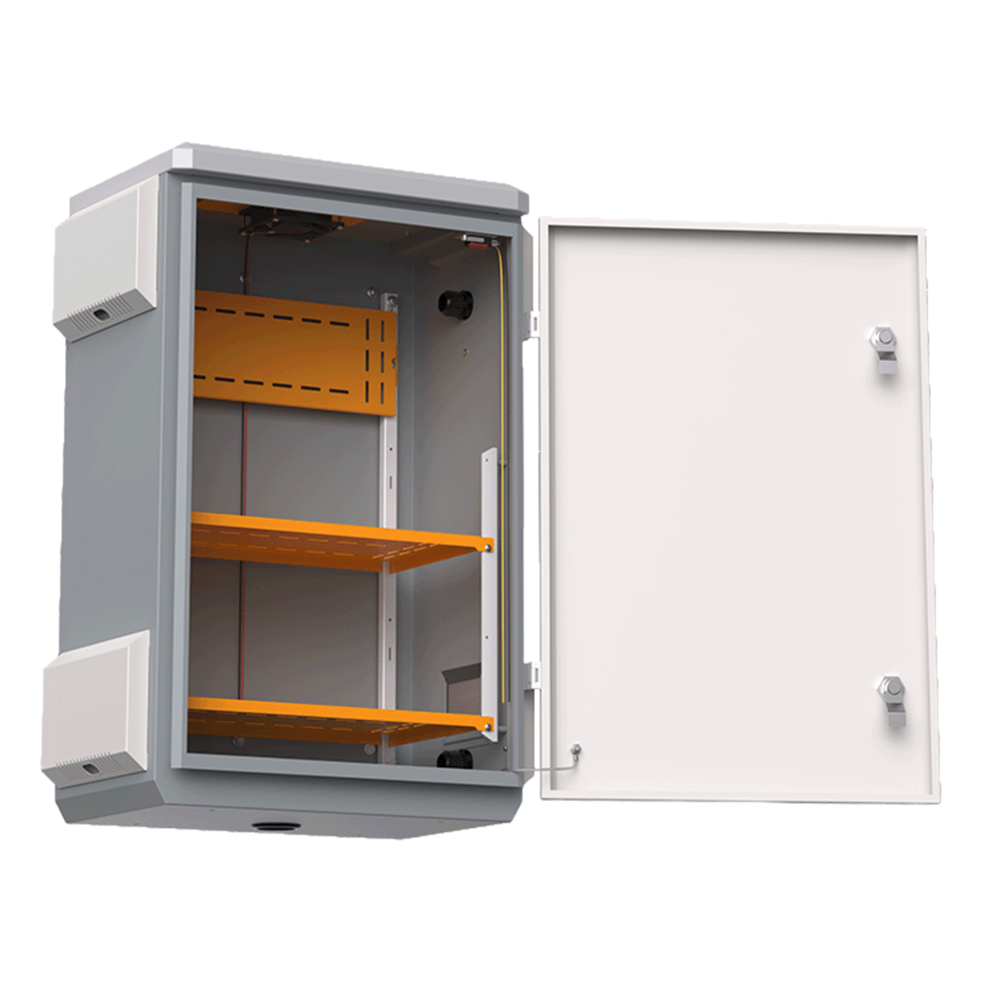 Gabinete de Protección IP55 / Acero SPCC / 380 x 660 x 240 mm / Rieles DIN / Montaje Vertical u Horizontal / 4 Placas Laterales Externas