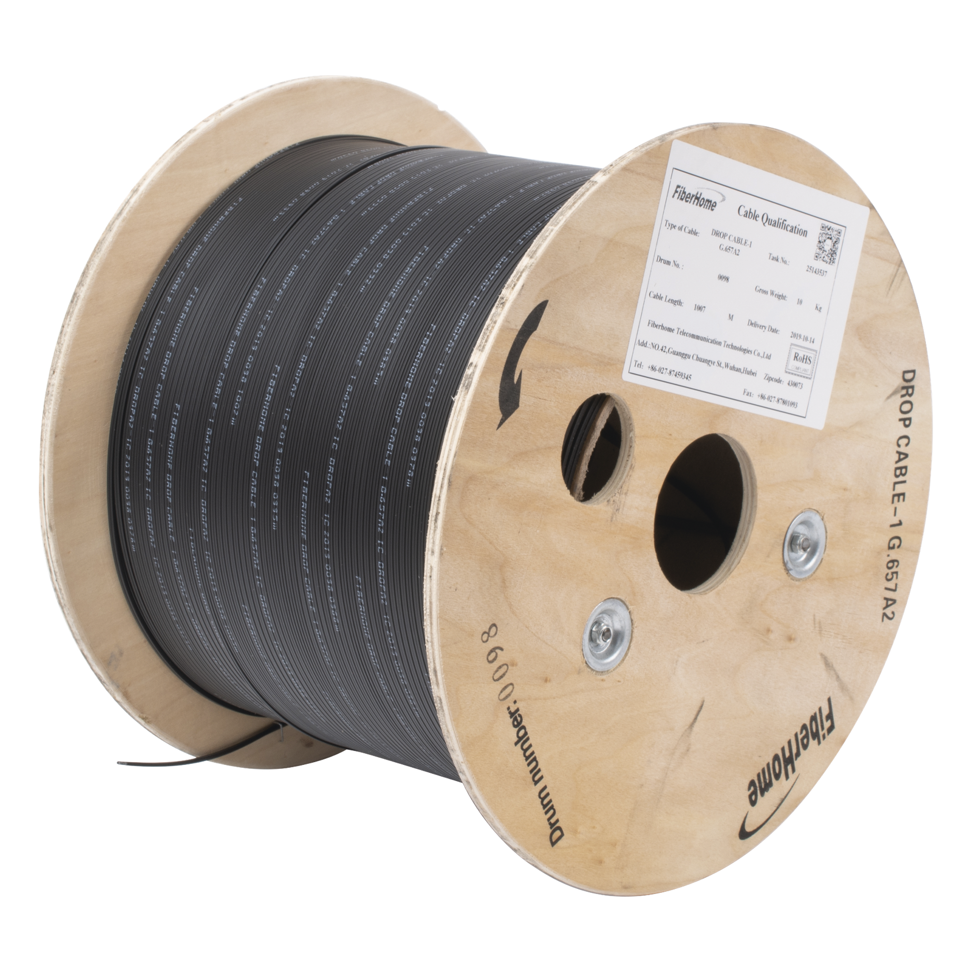 Cable Drop / Fibra Óptica G.657A2 / 1 Hilo Unifibra / LSZH / 1 km / 2.0x3.0 mm / -20°C a +60°C — LINKEDPRO BY FIBERHOME · SKU IC-DROPA2-1C