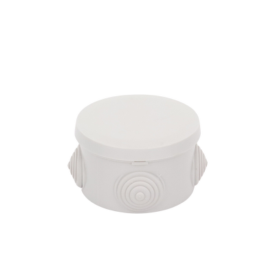 Caja Derivación-Conexión de Plástico Circular con 4 Glándulas de Goma (70 diámetro X 48 alto mm). Para Instalaciones Comerciales,  Residenciales e Industriales. Cerrado a Presión. 