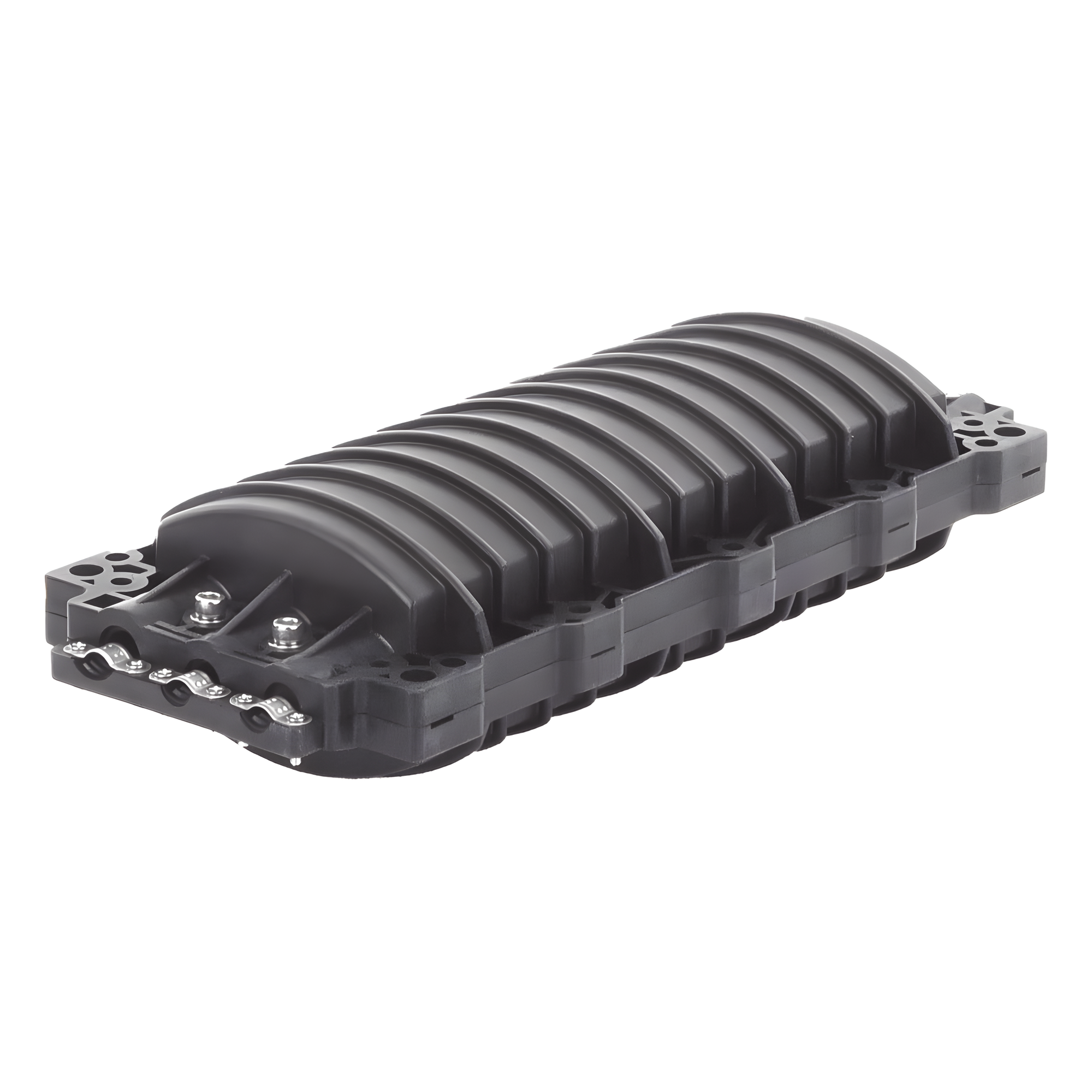 Caja de Distribución de Fibra Óptica Horizontal / 96 Empalmes / IP68 Exterior / 2 Puertos / Polipropileno UV
