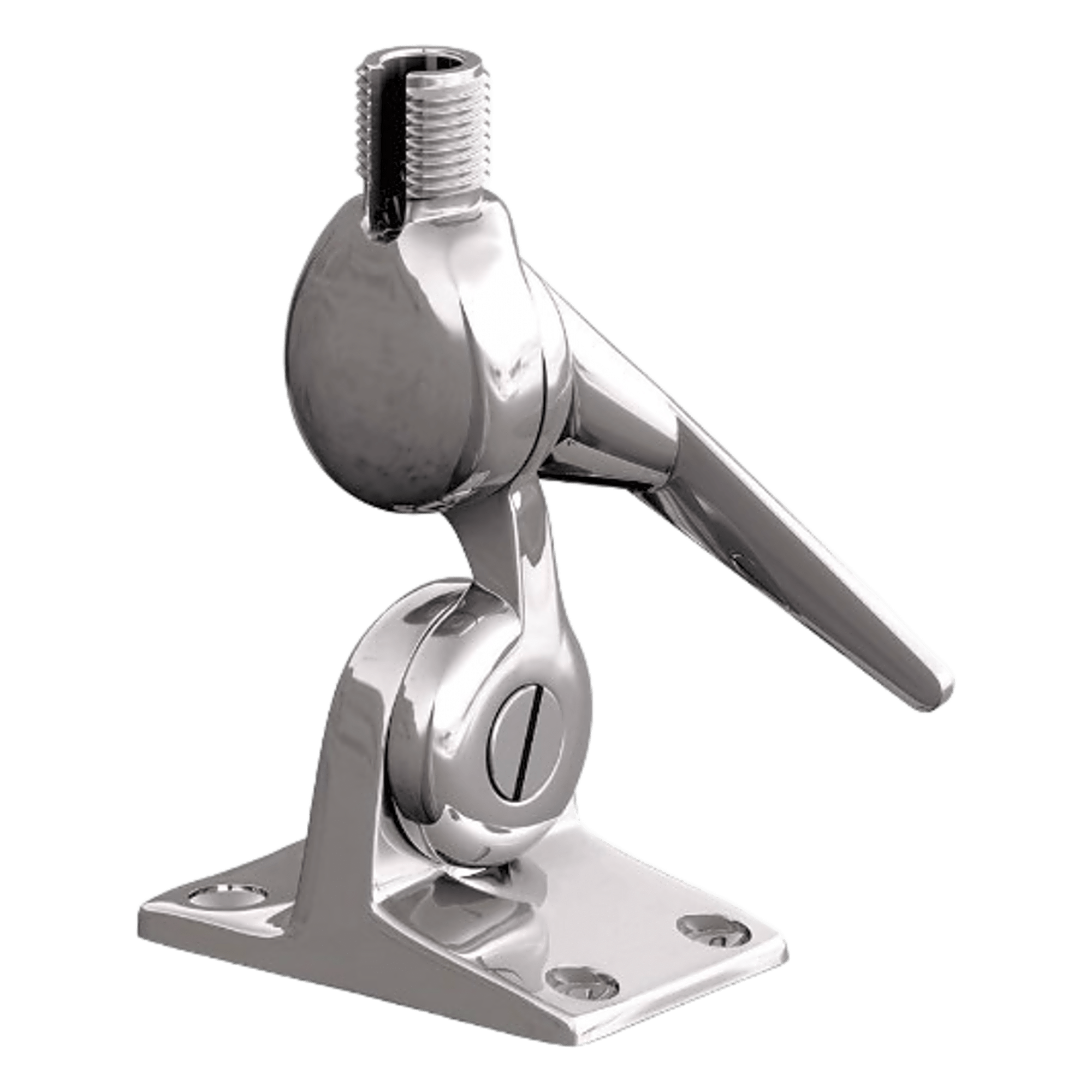 Soporte de Montaje de Cremallera / Acero Inoxidable / Diseño sin Tuercas / Dientes de 5° / Liberación Rápida / Rosca 1"-14 / Superficies Inclinadas — SHAKESPEARE · SKU 5187