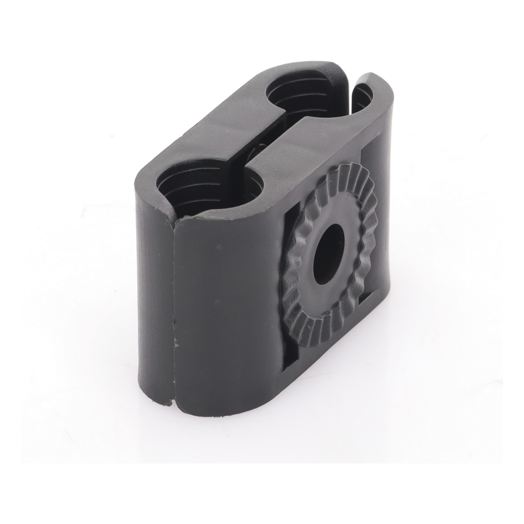 Sujetador Plástico para Cable Coaxial / 1/2 in / Doble Canal / Varilla 3/8' o M10 / Paquete 10 Piezas