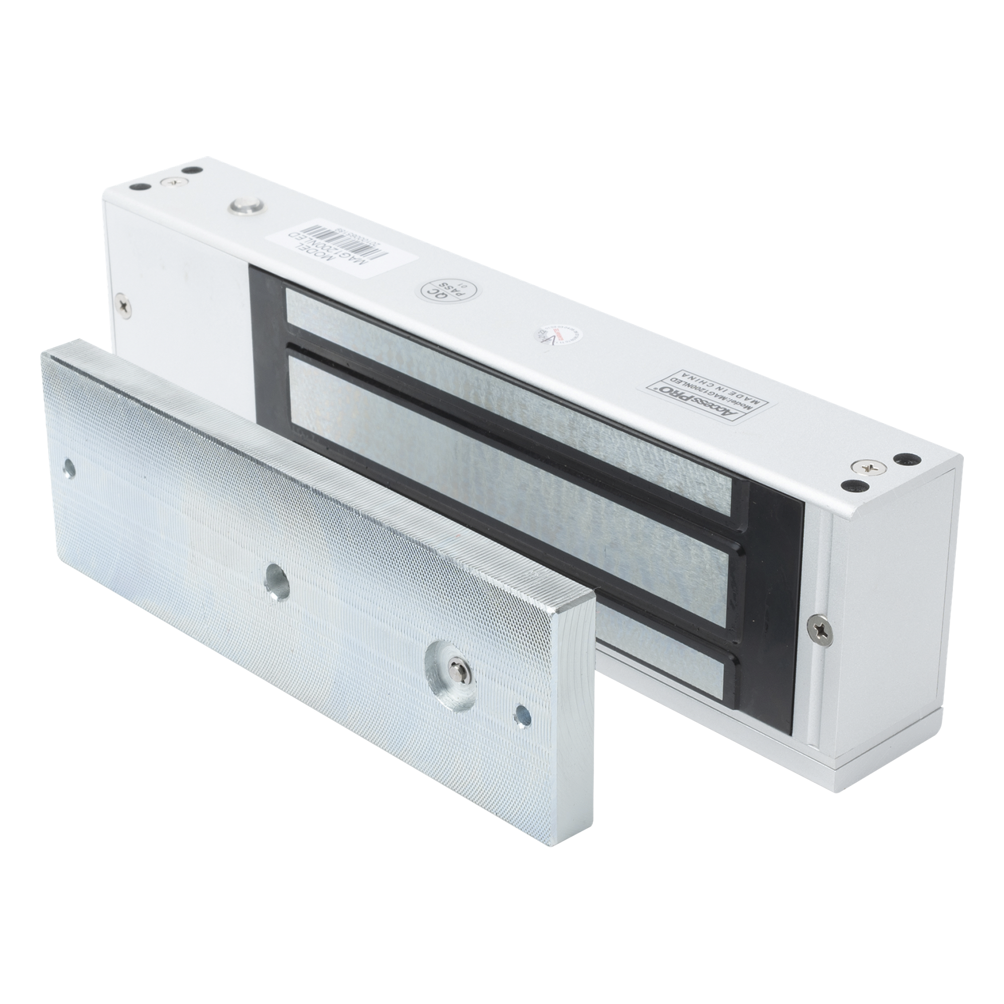 Chapa Magnética Electromagnética / 1200 lbs (544.3 kg) / Doble Voltaje 12/24 VCC / Sensor de Placa / LED Indicador / Interior — ACCESSPRO · SKU MAG1200NLED