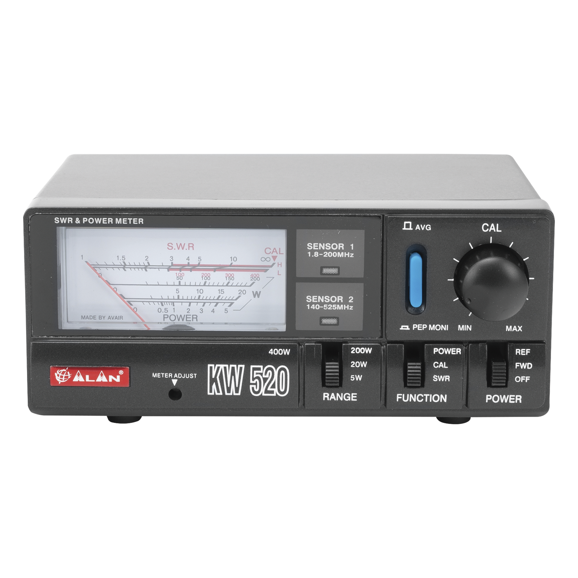 Wattmetro / 1.8-200 MHz y 140-525 MHz / 4 Escalas 5W-400W / Medición SWR / Conectores UHF PL-259