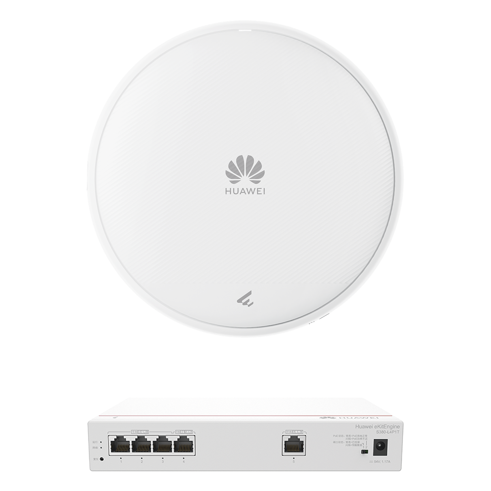 Kit Router Multi-Servicio / Wi-Fi 7 / 3.57 Gbps / 4 Puertos PoE 50W / MU-MIMO 2x2 Dual Band / Smart Antenna / Montaje Techo y Pared — HUAWEI · SKU KIT380AP371