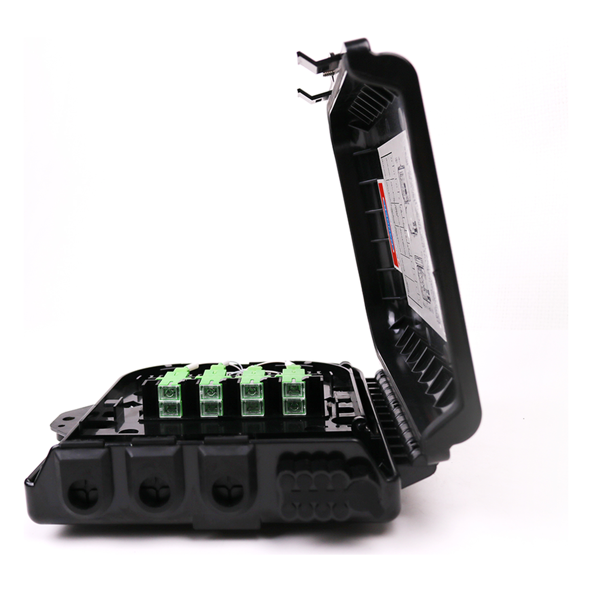 Caja de Empalme FTTx / 24 Fusiones / Splitter 1x8 SC/APC / 8 Acopladores SC/APC / IP65 / 3 Entradas Ø 6-12 mm