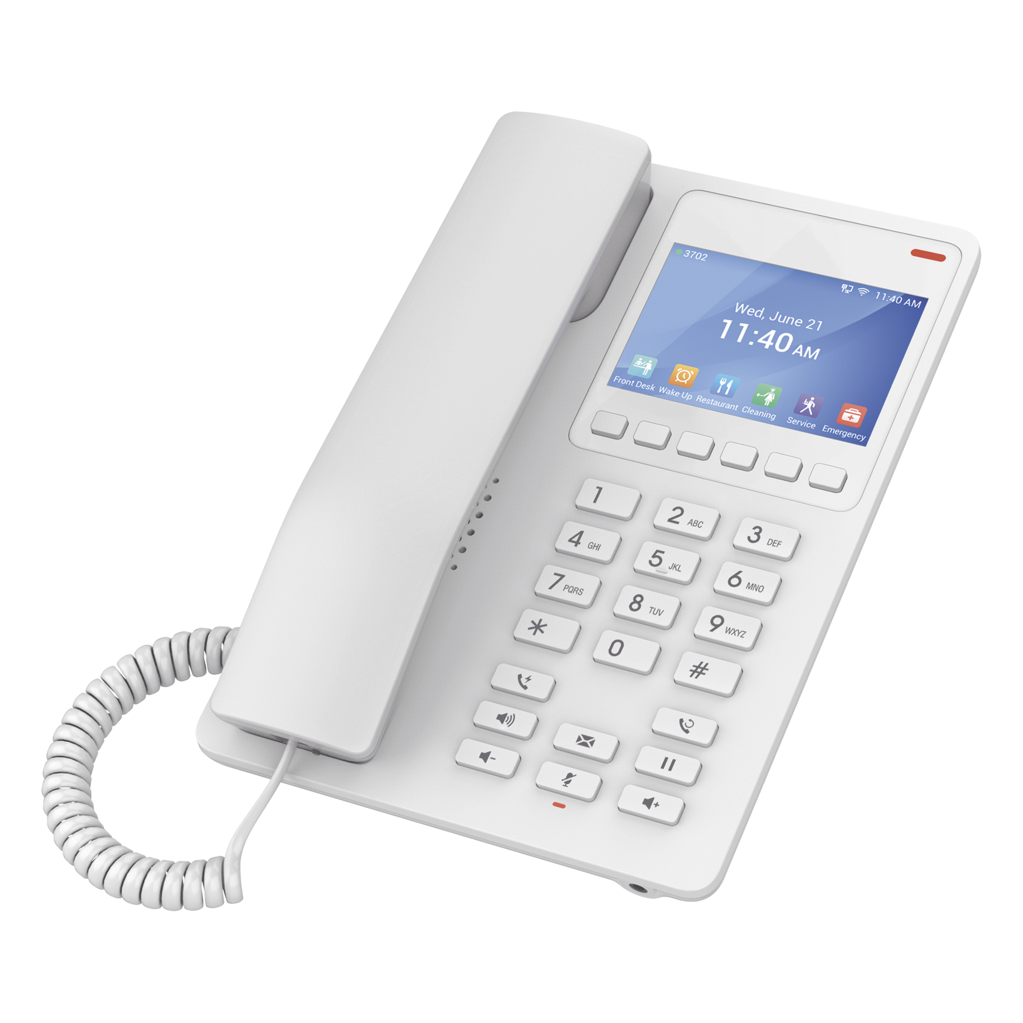 Teléfono IP Hotelero / Pantalla LCD Color / 2 Líneas SIP / Wi-Fi 6 / Códec Opus / 3 Vías Conferencia — GRANDSTREAM · SKU GHP630