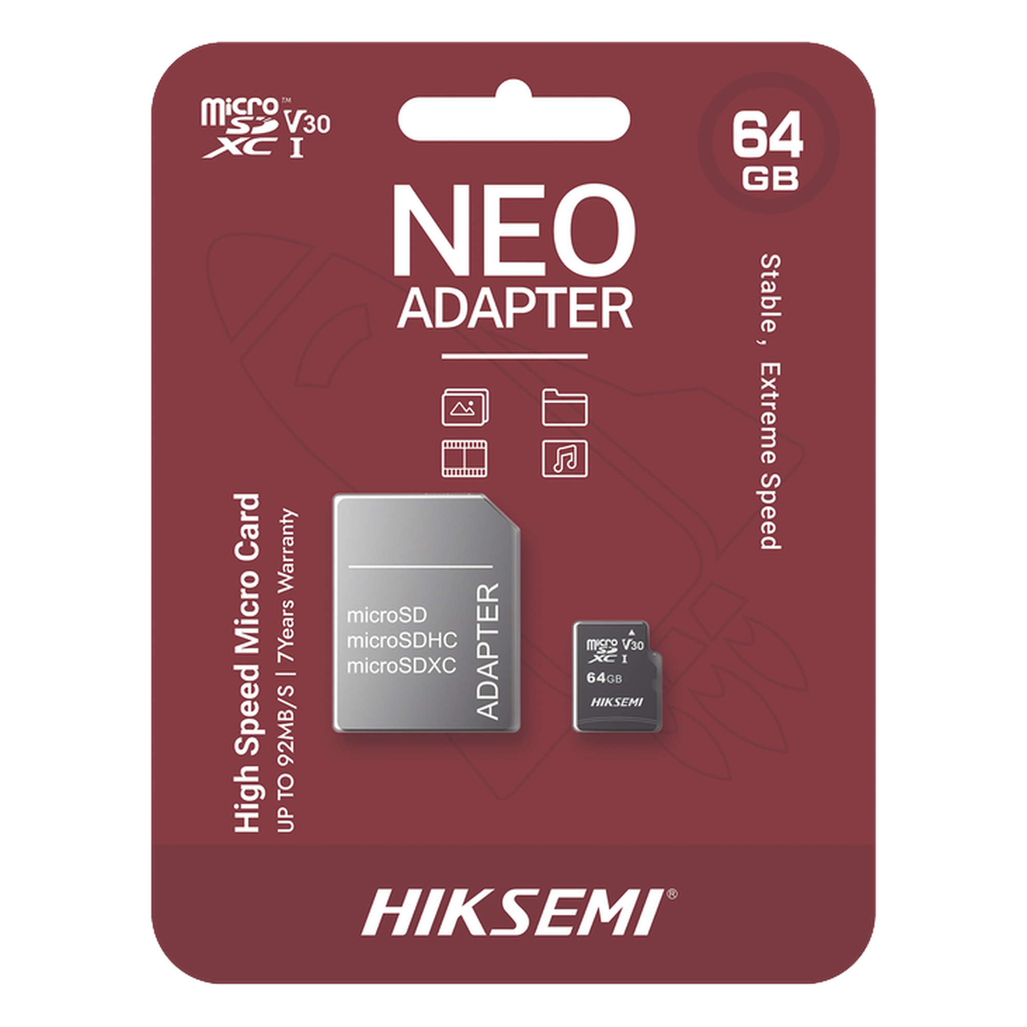 Memoria microSD con Adaptador / 64 GB / Clase 10 / Lectura 92 MB/s / Escritura 30 MB/s / NAND TLC / Resistente a Agua y Golpes