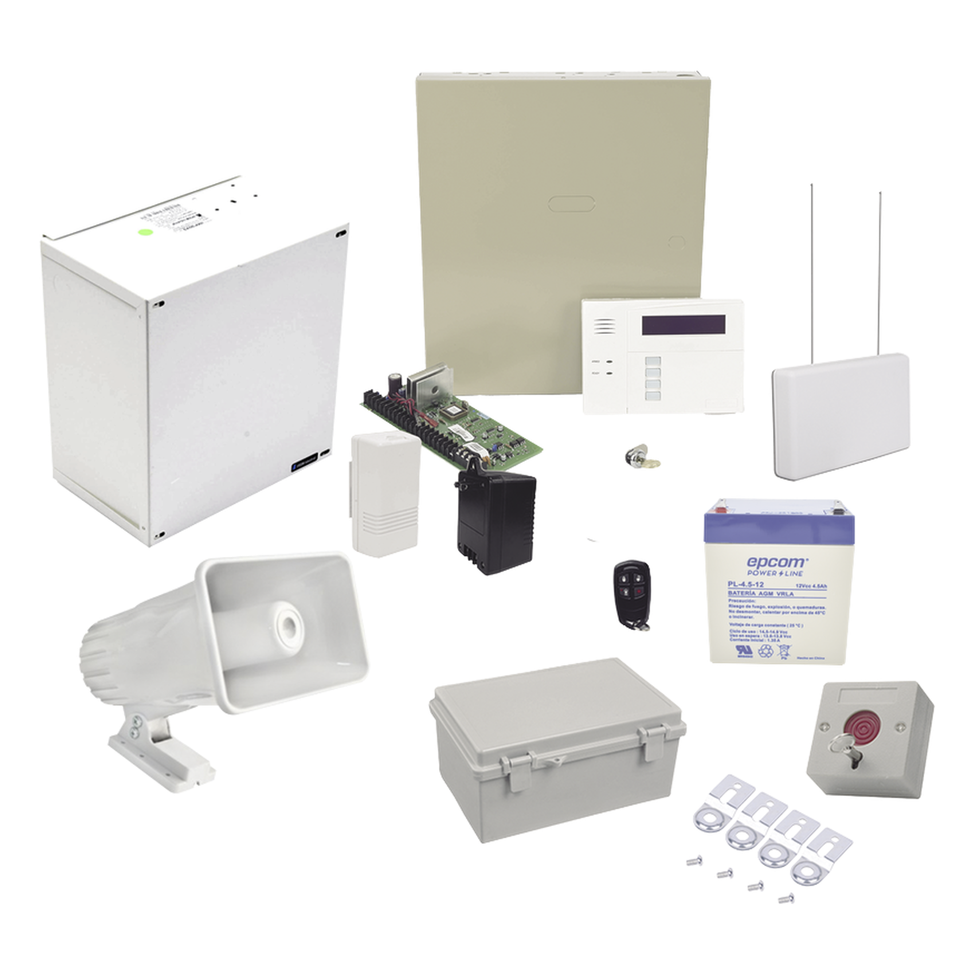Kit de Alarma Vecinal / Panel 48 Zonas / 40 Botones de Pánico Inalámbricos / Sirena Estroboscópica Exterior — HONEYWELL HOME RESIDEO · SKU VECINALPANICB