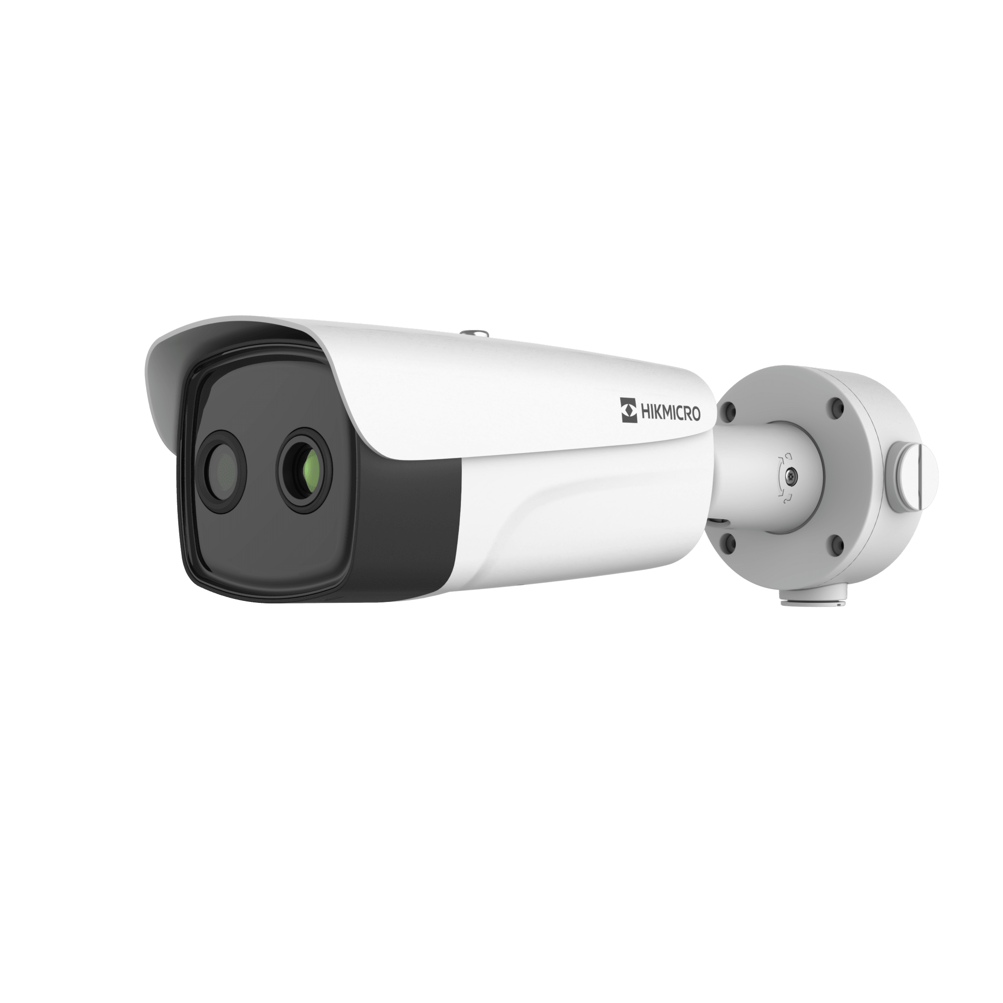 (HIKMICRO) Bala IP Bi-espectral / Térmica (384 X 288 / 9.7 mm) + Óptica (4 MP / 6.4 mm) / IA GUANLAN / Rango: -20°C a 650°C / 2°C Margen / Detección de Fuego y Humo / Alarma Visual y Audible / Dual Light / PoE / IP67 / Ant
