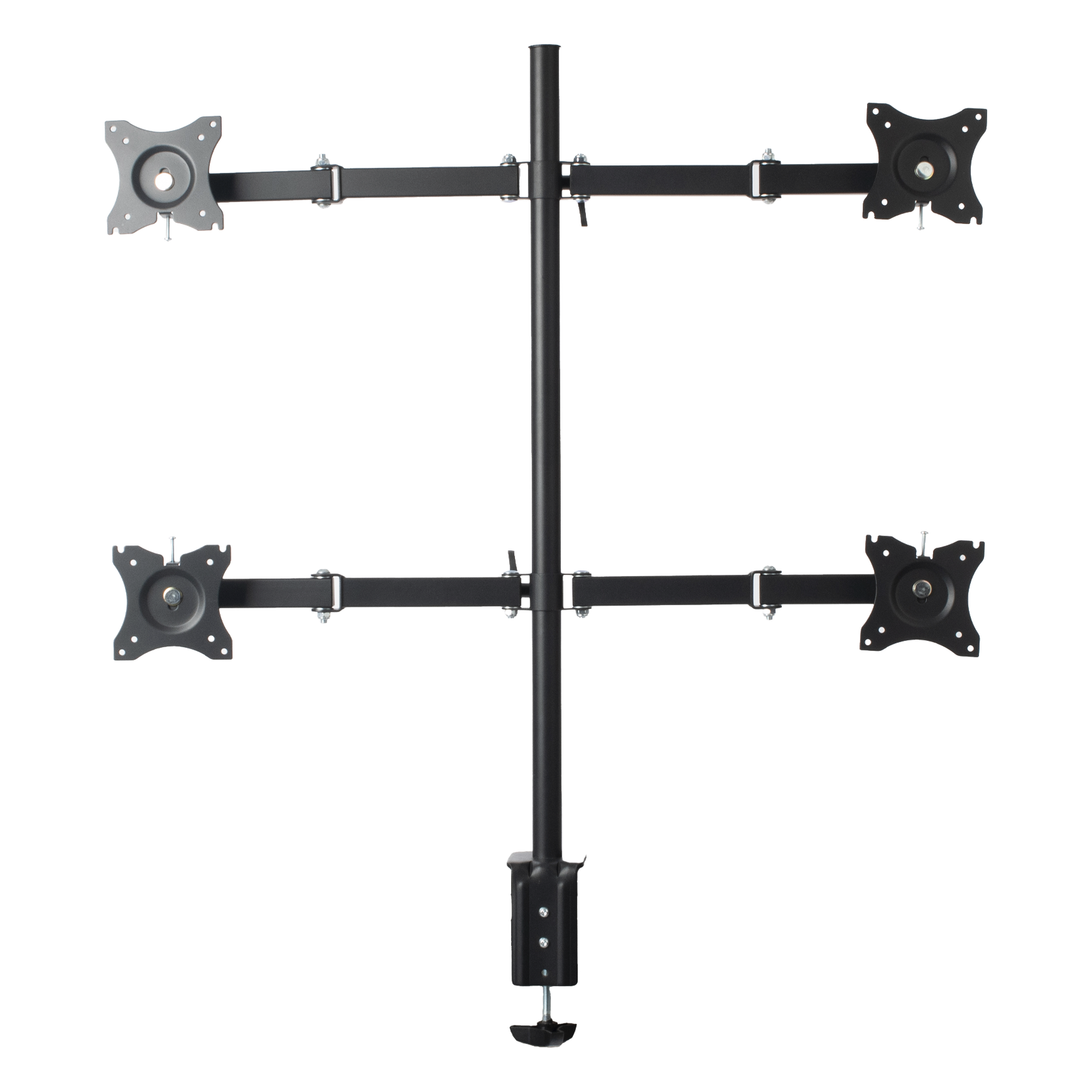 Soporte de Escritorio Articulado / 4 Monitores 13 a 27" / Carga 15 kg (33 lbs) por Pantalla / VESA 75x75 y 100x100 / Acero / Giro ±30°