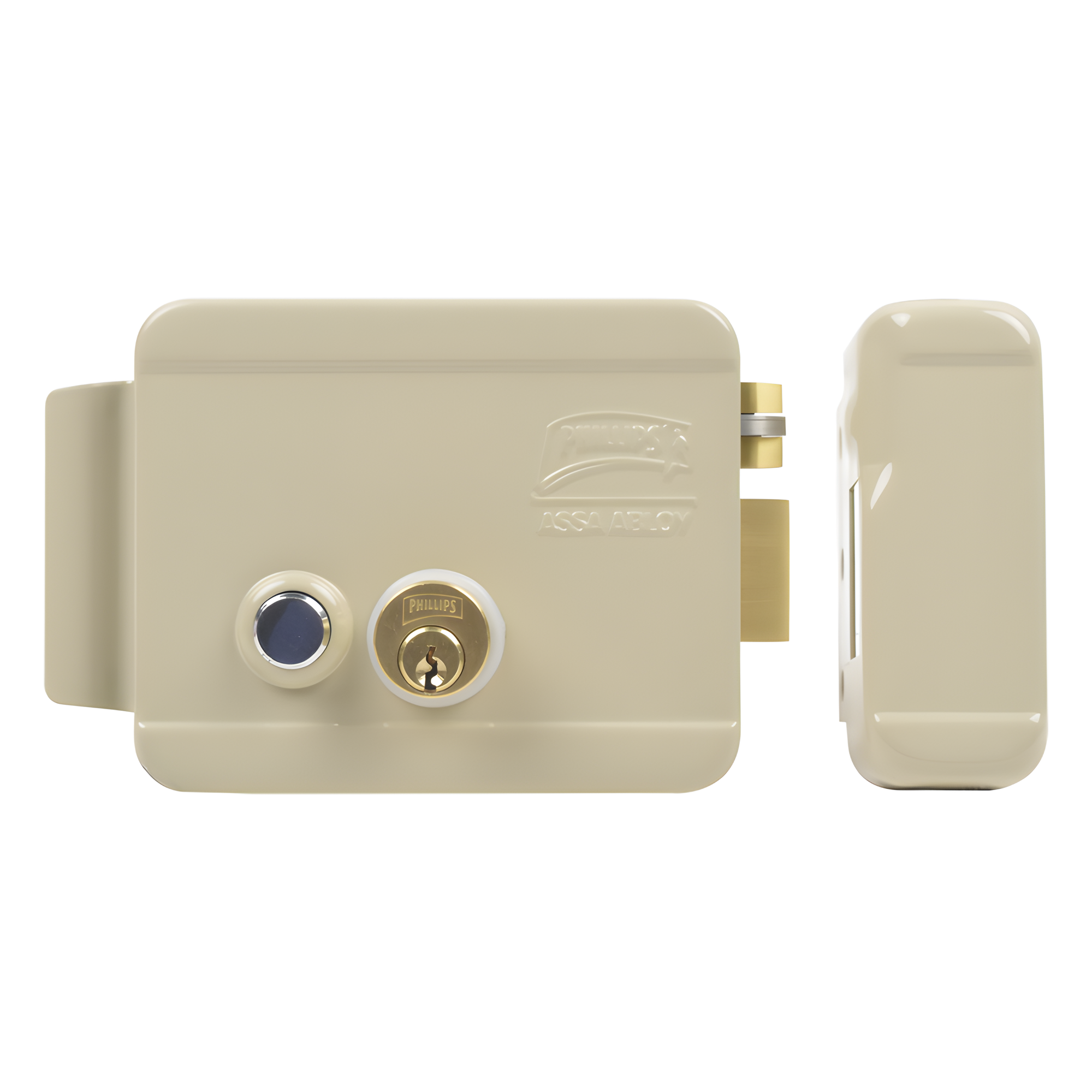 Cerradura Eléctrica / Doble Cerrojo / 12 VCC/VCA / 4 A Máx. / Botón Integrado / Exterior / Derecha — ASSA ABLOY · SKU 321-DCBD-ABG