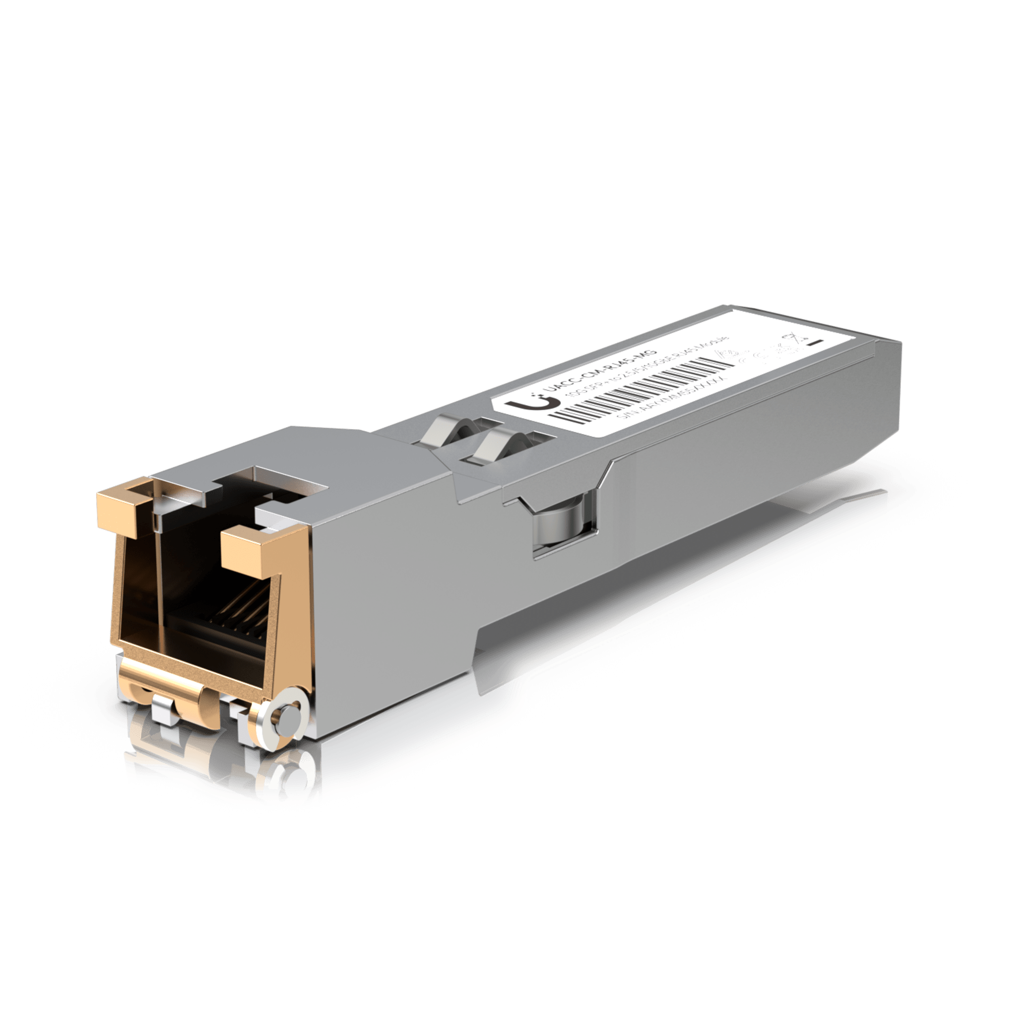 UFiber Tranceptor convertidor de SFP+ a RJ45, velocidades 10/5/2.5/1G — UBIQUITI · SKU UACC-CM-RJ45-MG