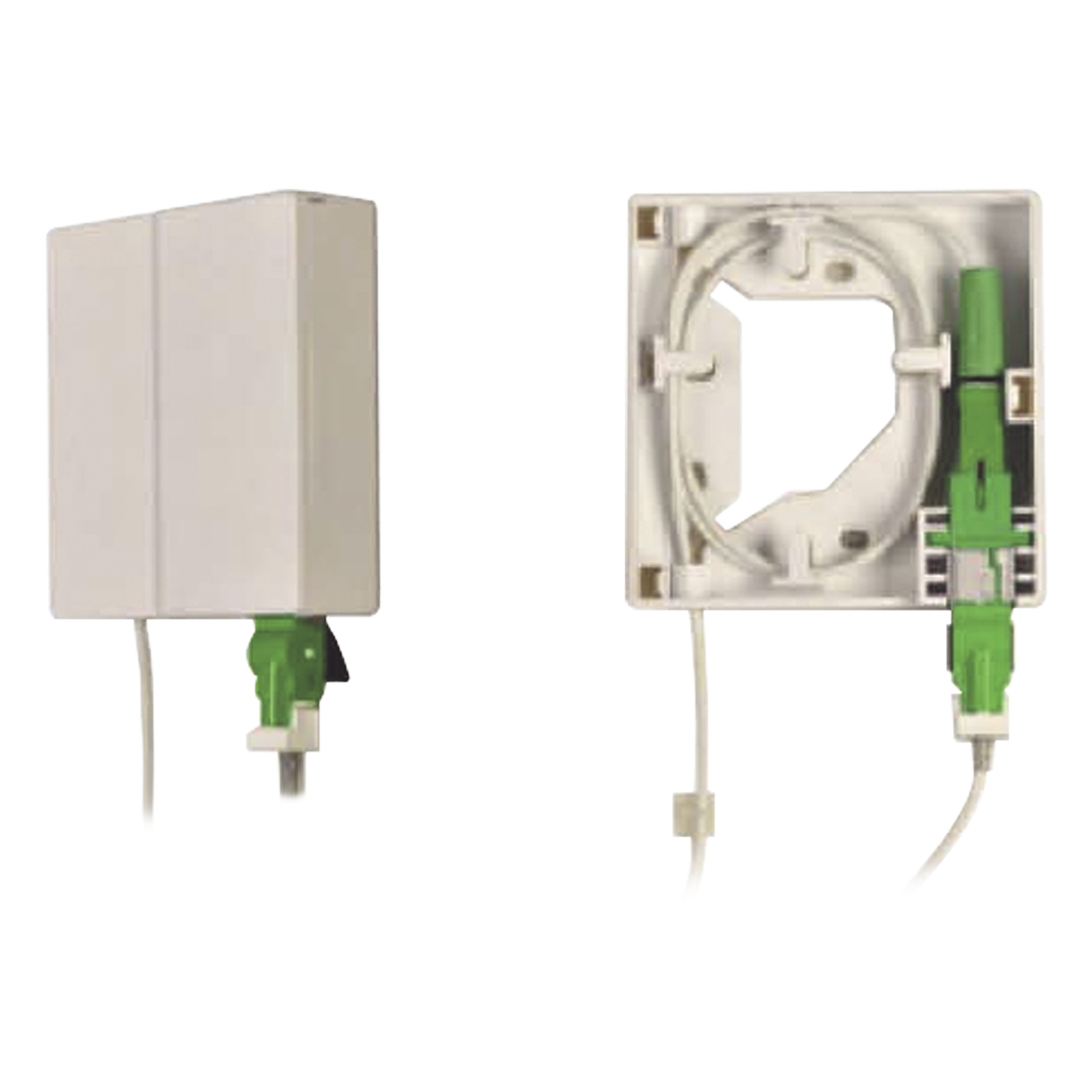 Caja Terminal de Fibra Óptica / Roseta Interior / Acoplador SC/APC / IP30 / 86 x 86 x 23 mm / Cable Drop hasta 4 mm
