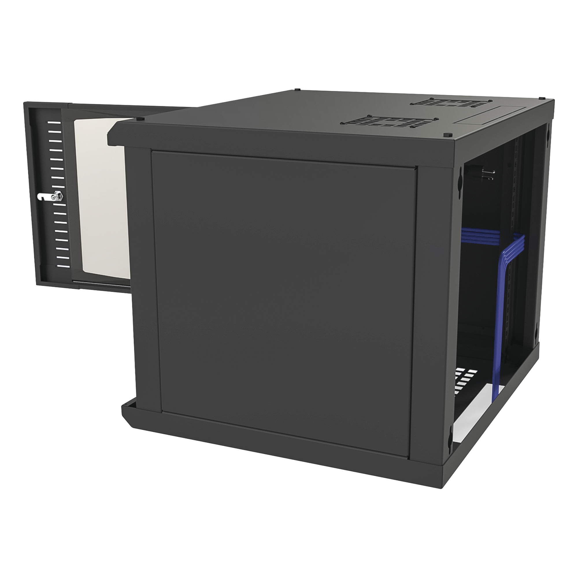 Gabinete para Montaje en Pared Fijo, con 9 Unidades de Rack, de 19in, Puerta de Cristal Templado, Fabricado en Acero