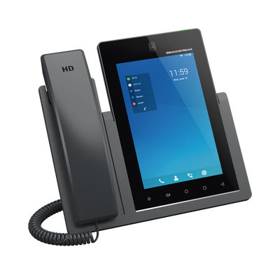 Teléfono IP Android 11, 16 líneas SIP con 16 cuentas, pantalla táctil  7", puertos Gigabit, Wi-Fi, Bluetooth, PoE, codec Opus, IPV4/IPV6 con gestión en la nube GDMS