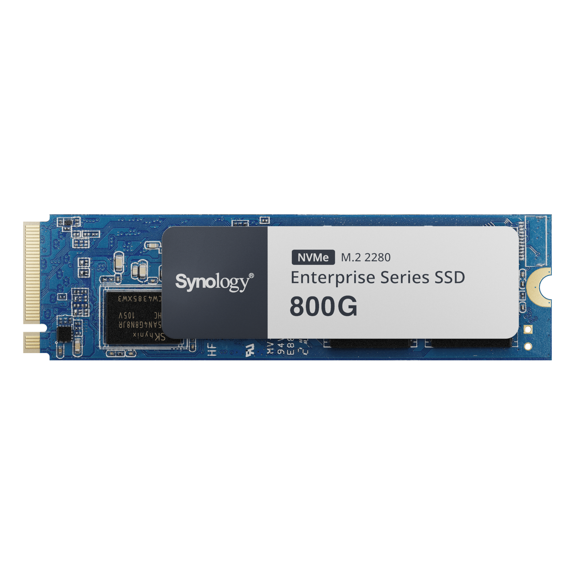 SSD NVMe M.2 Enterprise / 800 GB / 660K IOPS Lectura / 120K IOPS Escritura / 3100 MB/s Secuencial / 2900 TBW — SYNOLOGY · SKU SNV5420-800G