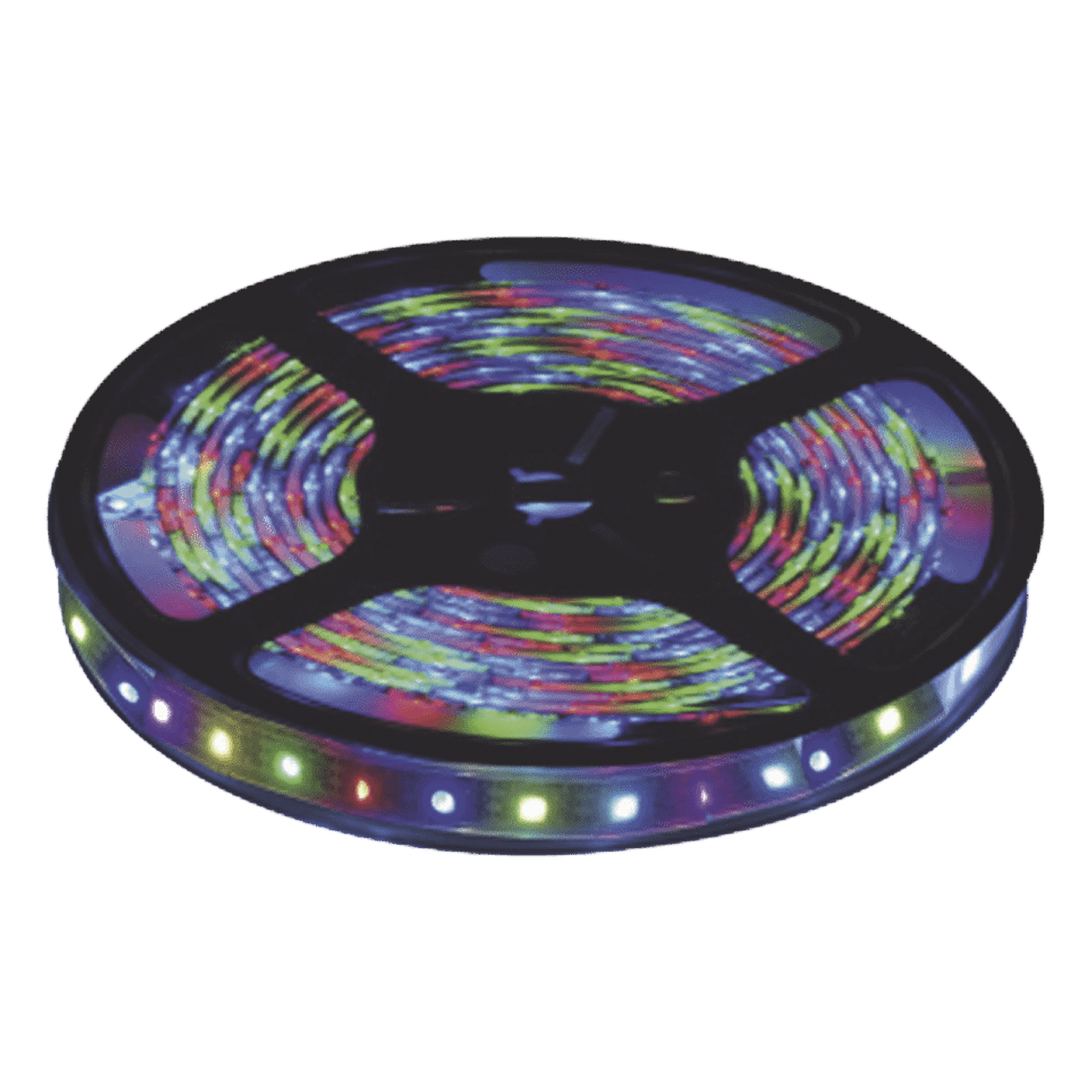 Tira LED multicolor / 5 m (16.4 ft) / IP20 / 12 V CD / 22 W / 900 lm / 140° / Interior — JWJ · SKU JLTL-5050-IP20-RGB