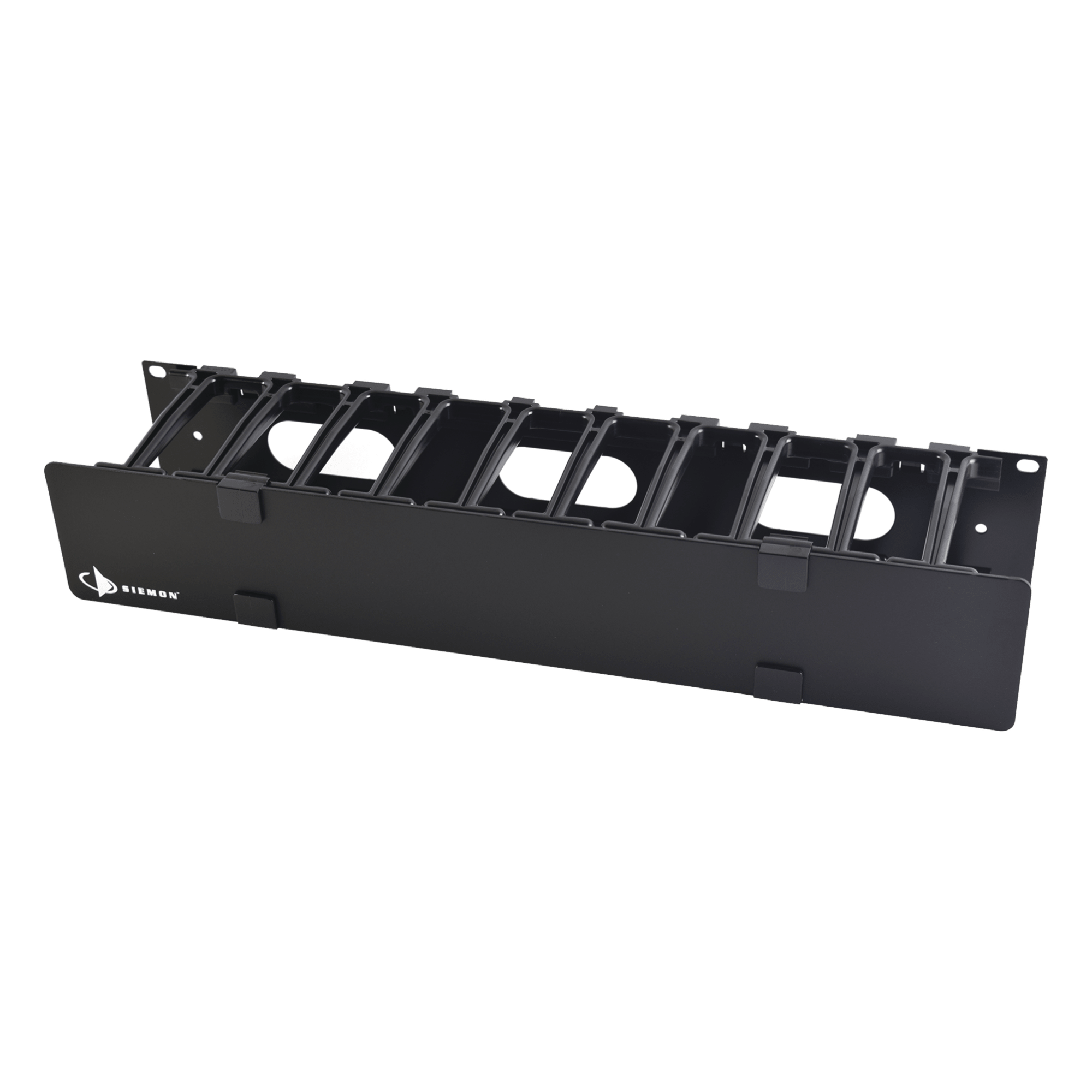 Organizador de Cable Horizontal / Rack 19in / 2UR / 4in Profundidad / 10cm / Alta Densidad — SIEMON · SKU HCM-4-2U