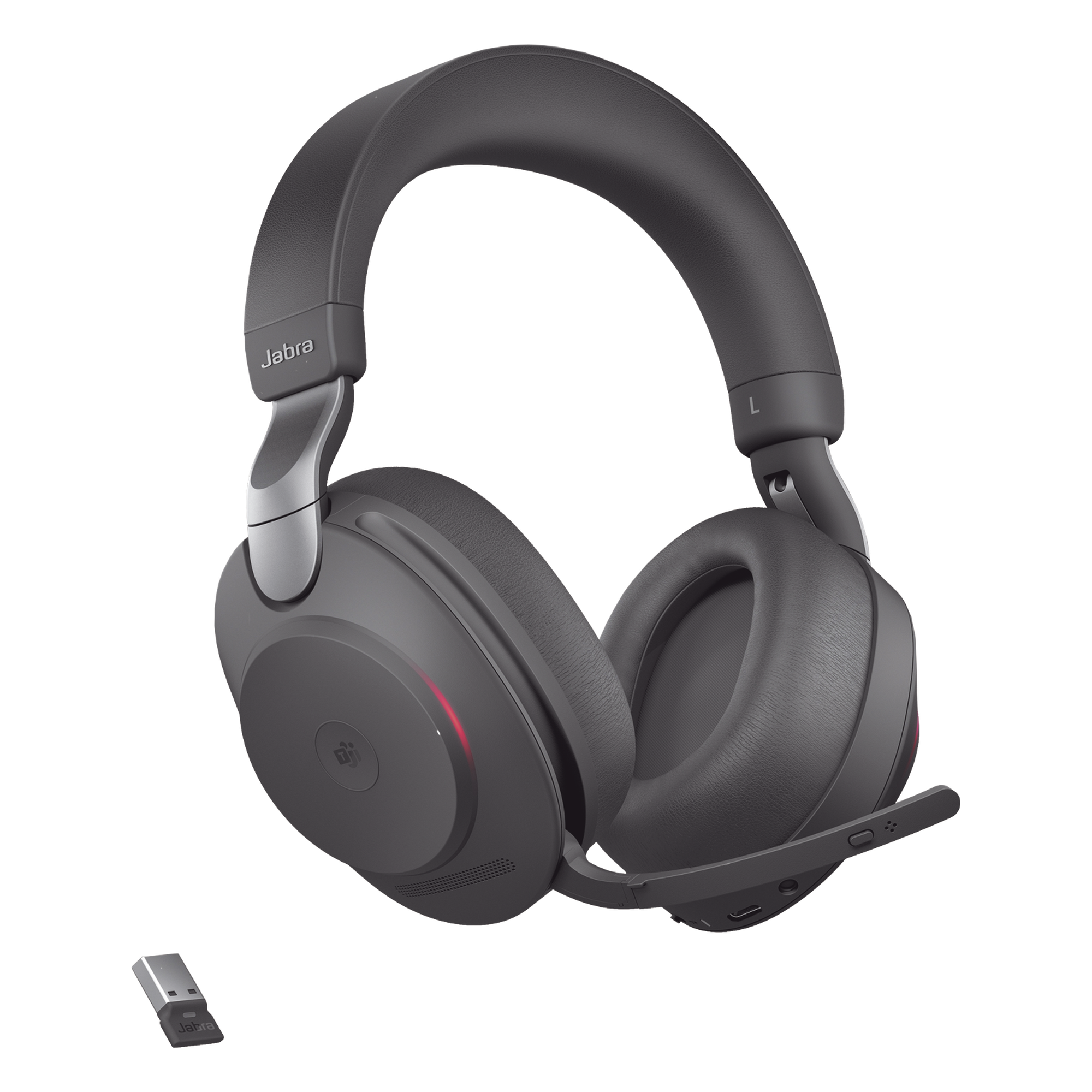 Auricular Profesional Inalámbrico / Cancelación de Ruido Activa Híbrida / 10 Micrófonos / Bluetooth 5.0 Dual / Autonomía 37 Horas / Indicador de Ocupado 360° — JABRA · SKU EVOLVE2-85-MS-BK-A