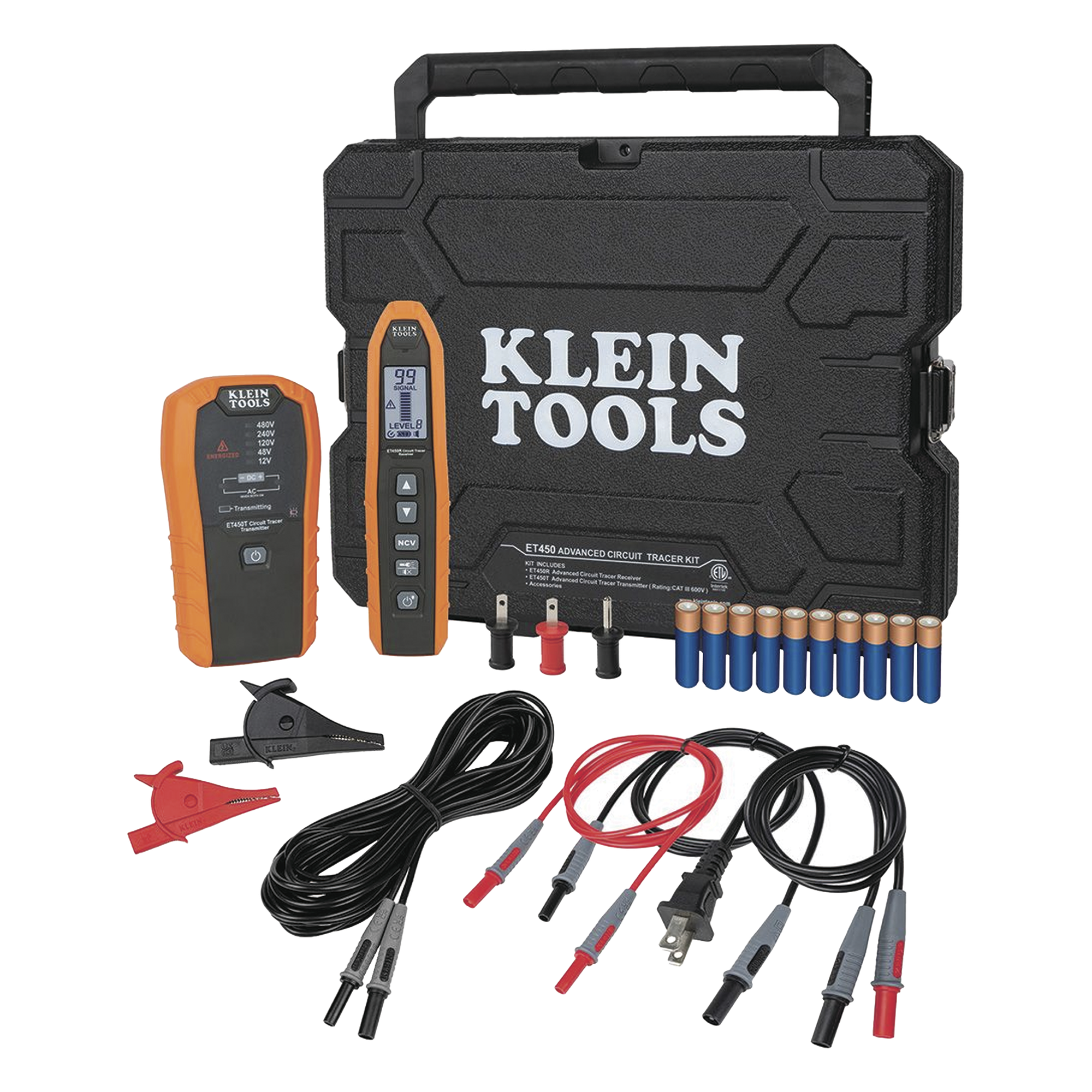 Kit Rastreador de Cables / Circuitos Energizados y No Energizados / 12V-480V AC/DC / Detección en Paredes y Subterráneo / 6.1 m (20 ft) de Alcance — KLEIN TOOLS · SKU ET-450