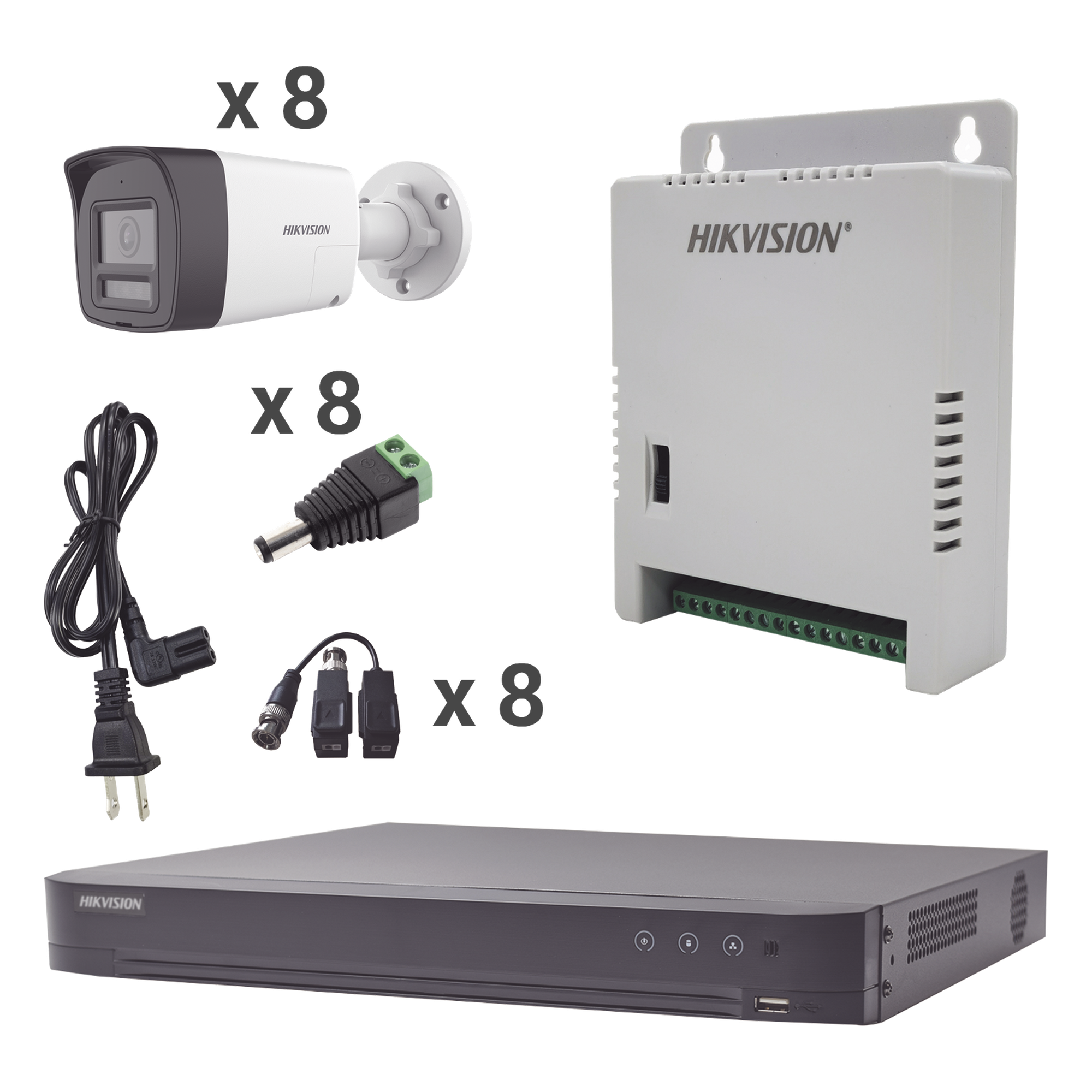Kit TurboHD 4K / DVR 8 Canales / 8 Cámaras Bala 3K / Audio Bidireccional / Dual Light 30 m (98.4 ft) / ColorVu / IP67 — HIKVISION · SKU KH4K8BTWA