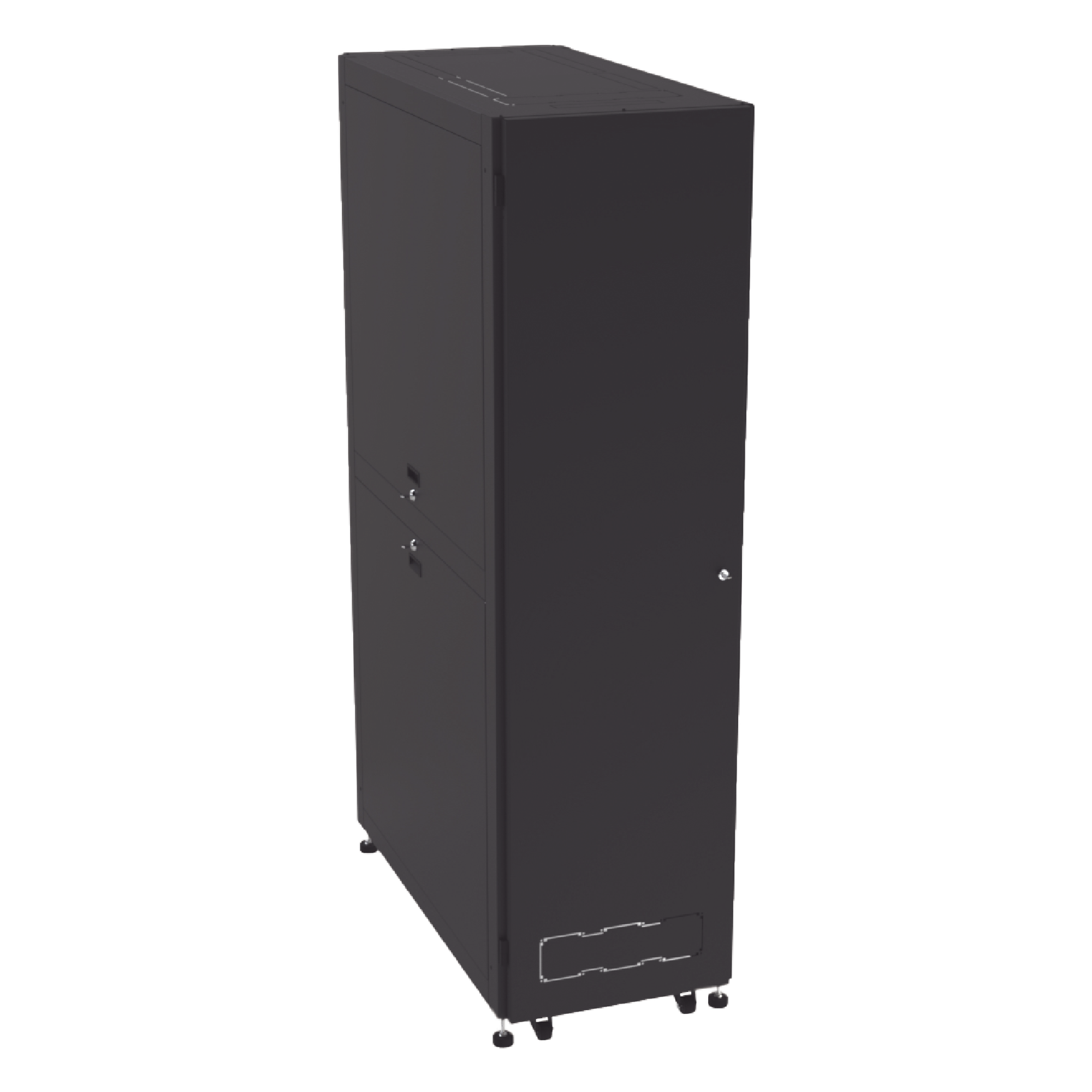 Gabinete de Piso para Telecomunicaciones / 45 UR / 1200 mm (3.94 ft) Profundidad / Carga 1300 kg / Puerta con Cristal Templado / 4 Postes Ajustables