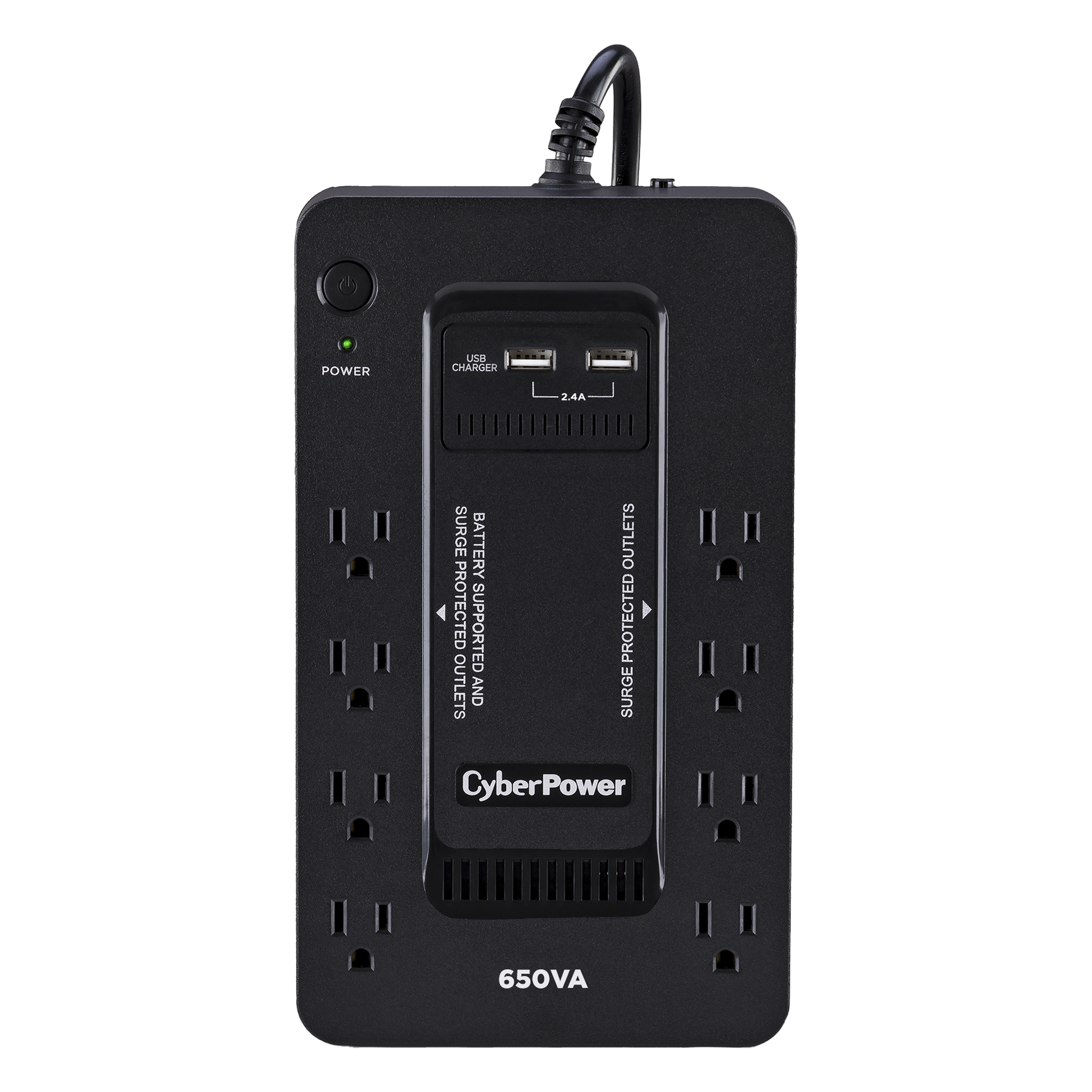 UPS Standby / 650 VA / 390 W / 8 Tomas NEMA 5-15R / 3 Tomas ECO / Protección 526 J / LCD Multifunción — CYBERPOWER · SKU SX650U