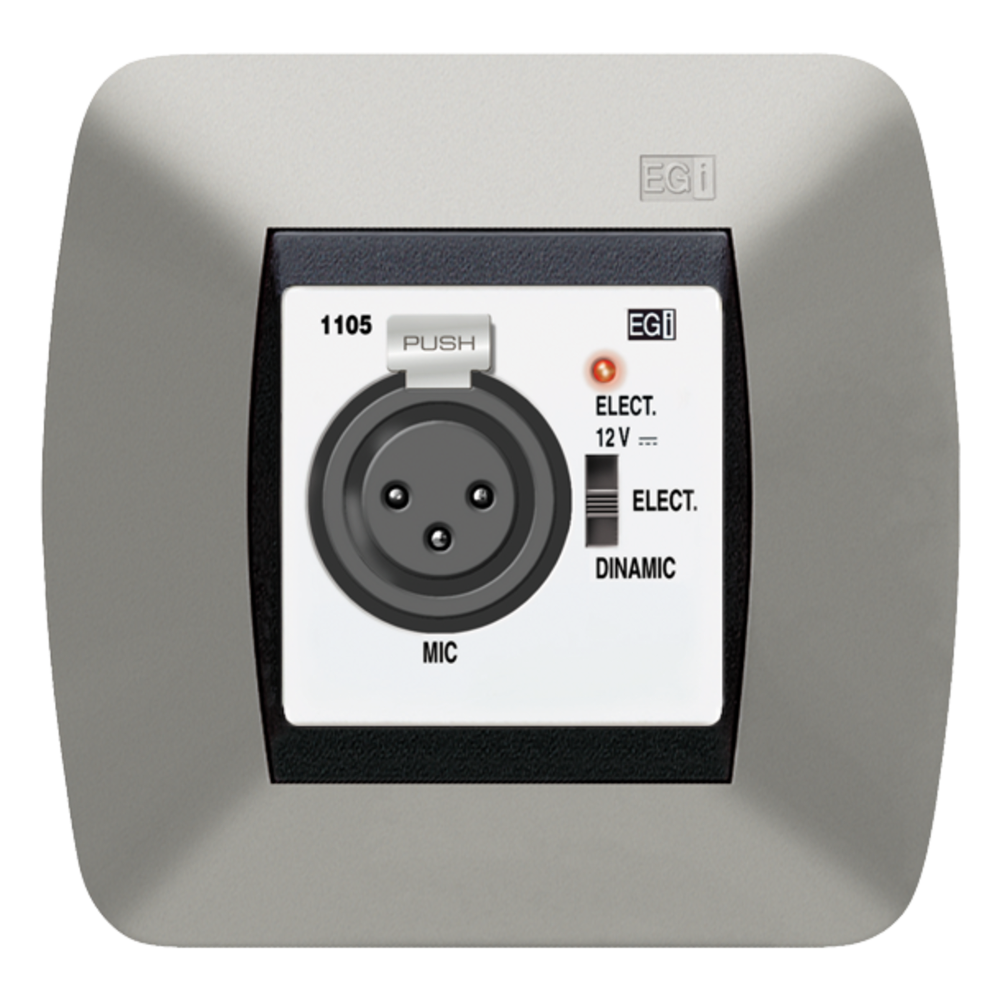 Base de Entrada Microfónica XLR Preamplificada / Compresor de Voz Integrado / Compatible con Micrófonos Dinámicos y Electret / Alimentación 15 VCC / Salida +3 VAC — EGI AUDIO SOLUTIONS · SKU 1105.10