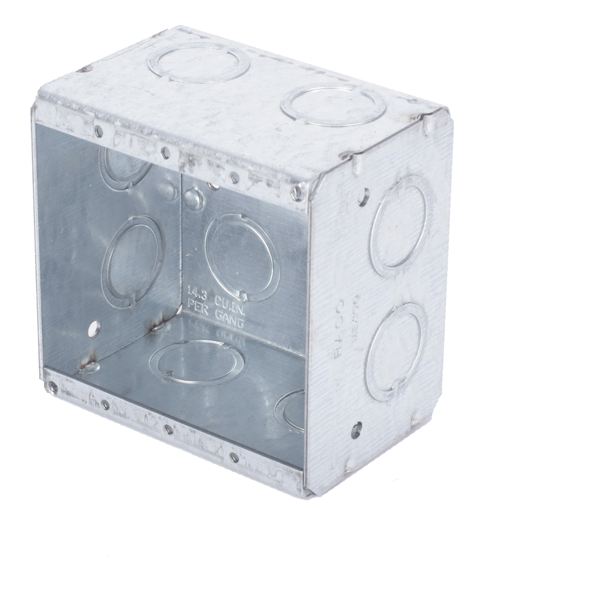 Caja Multigang / 2 Gangs / 2.5 in (6.35 cm) Profundidad / 12 Entradas 1/2-3/4 in (1.27-1.91 cm) — RACO · SKU HUB-691