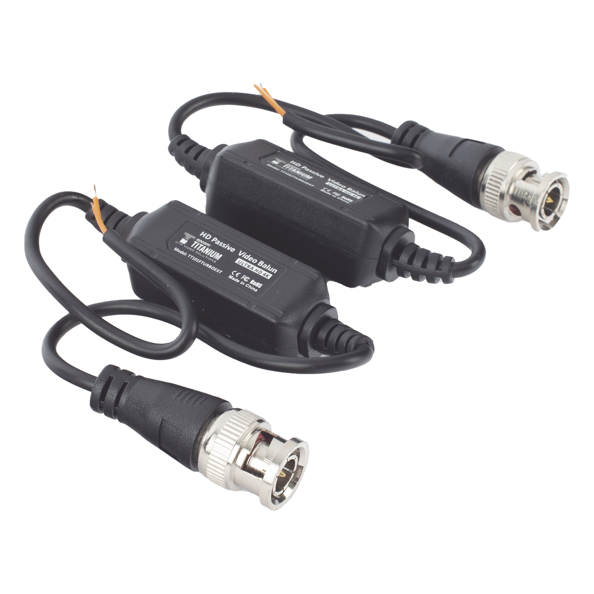 Kit de Transceptores (Baluns) para EXTERIOR TurboHD Hasta 4K HD-TVI / HD-CVI / AHD / CVBS / COAXITRON / AUDIO POR COAXITRON  / Menu OSD / CONECTORES 100% COBRE / Con Cable RF Blindado. Distancia de hasta 200 m en 4K. Calidad PREMIUM
