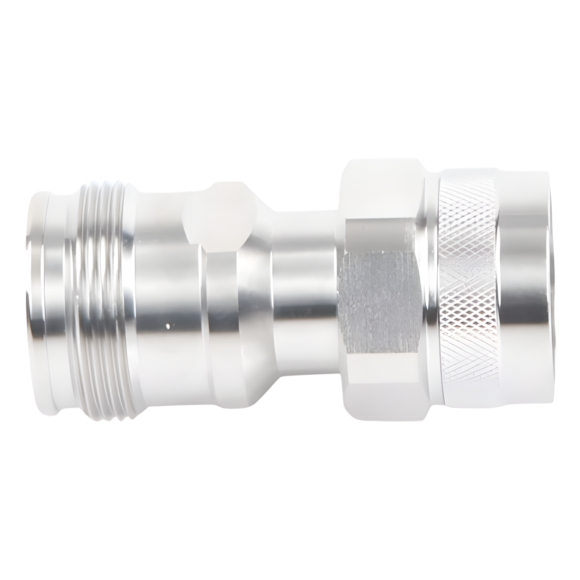 Adaptador RF en Línea / 4.3-10 Hembra a N Macho / 50 Ohm / 5,500 MHz / VSWR 1.10:1 / PIM -160 dBc